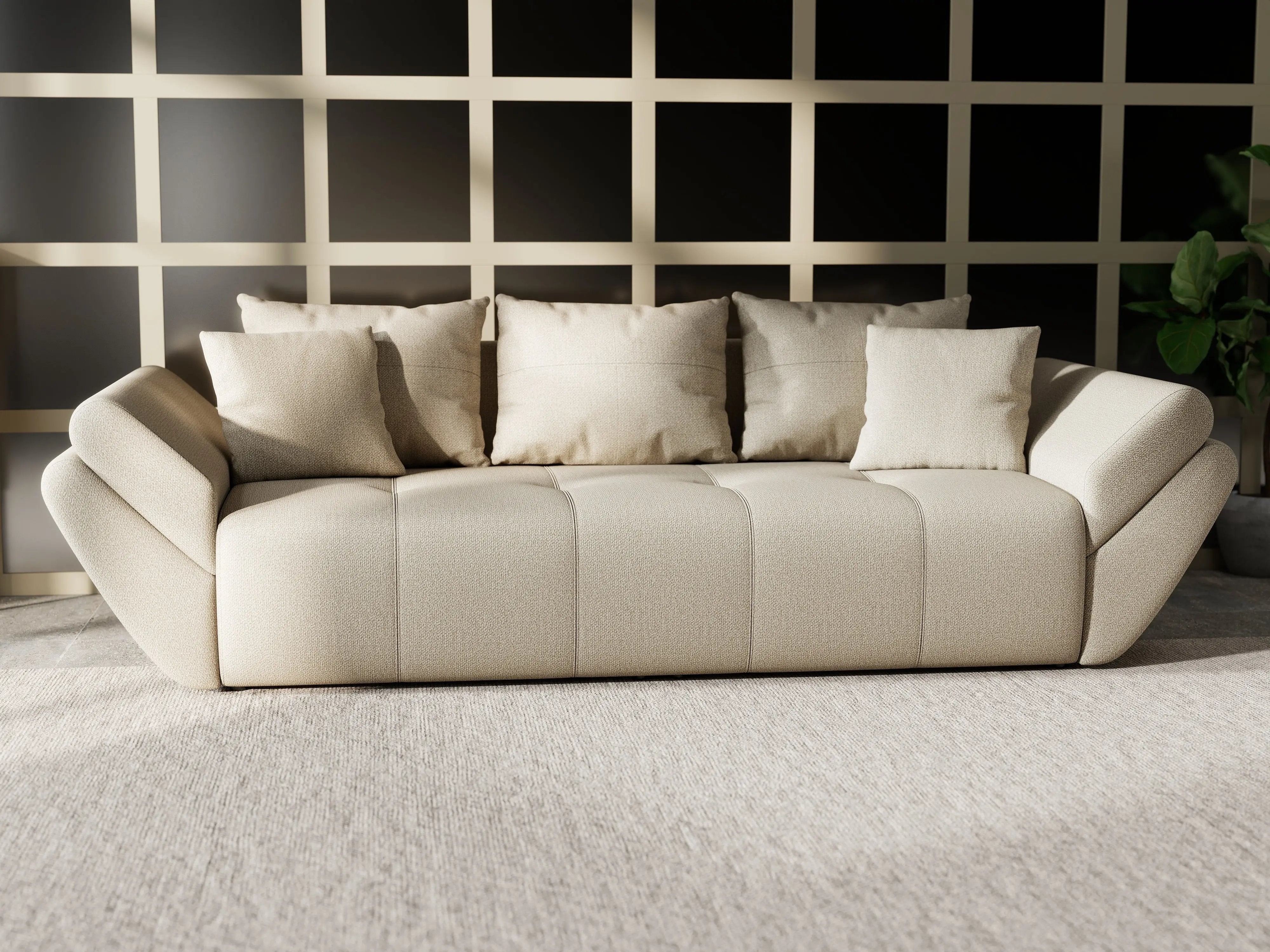 Canapea extensibilă dumonde cu ladă de depozitare si sezut confortabil din spuma HR, Berlin Enjoy Camel 250x100 cm Fabrica