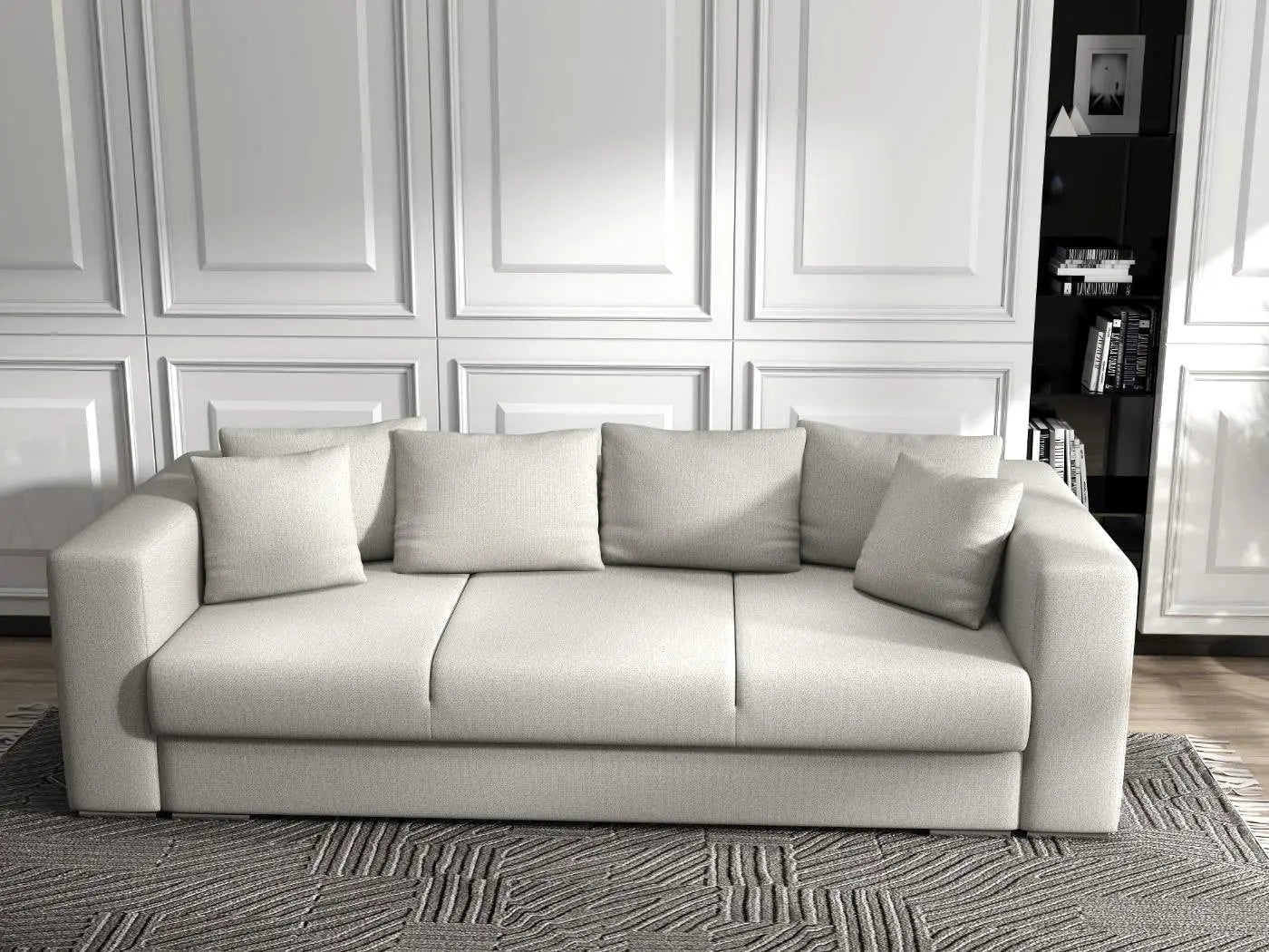 Canapea extensibilă dumonde cu ladă de depozitare si sezut confortabil din spuma HR, Gloria Bej 240x100 cm Fabrica