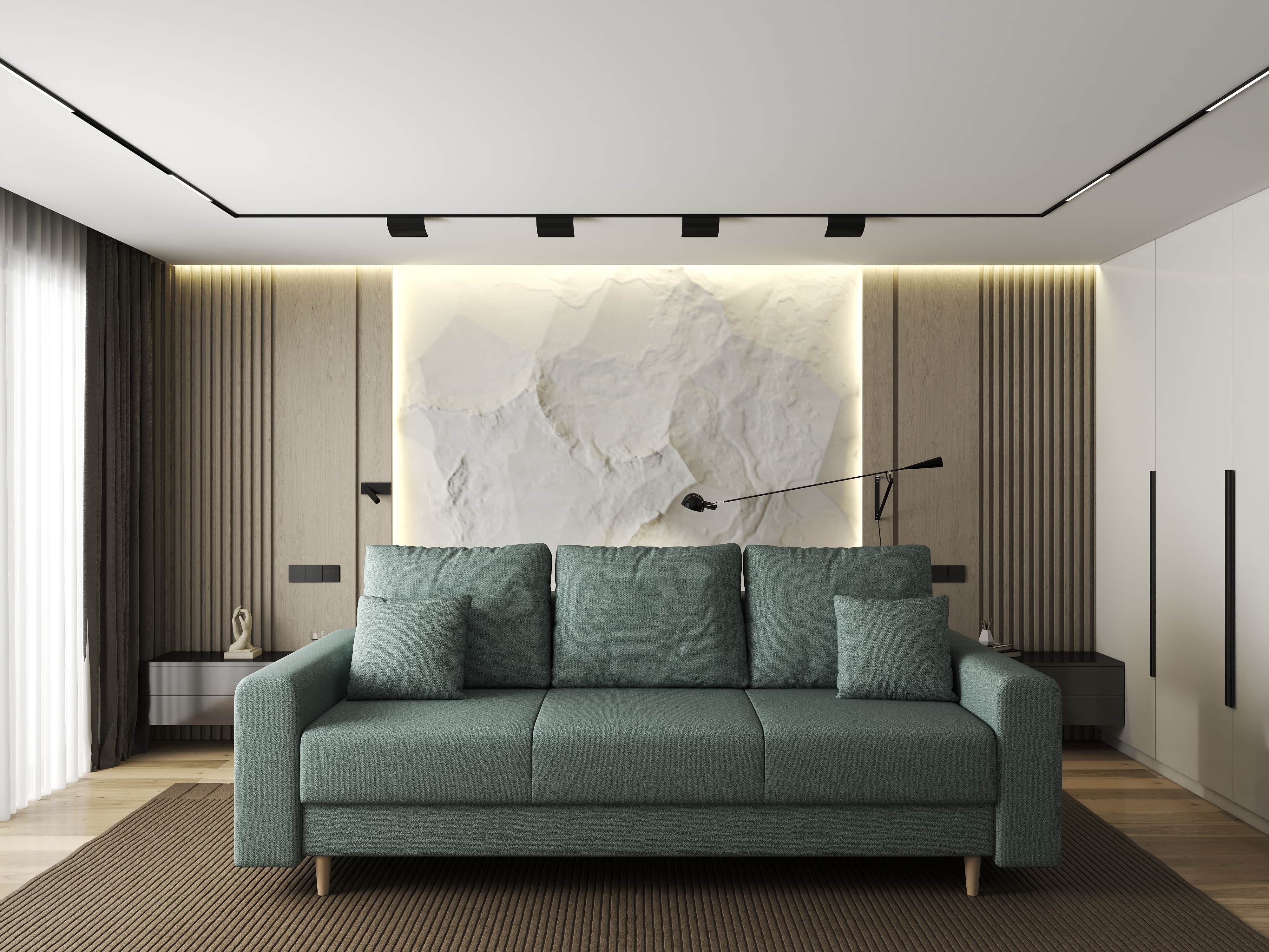 Canapea extensibilă dumonde cu ladă de depozitare si sezut confortabil din spuma HR, Kronos Enjoy Mint 210x100 cm fabrica