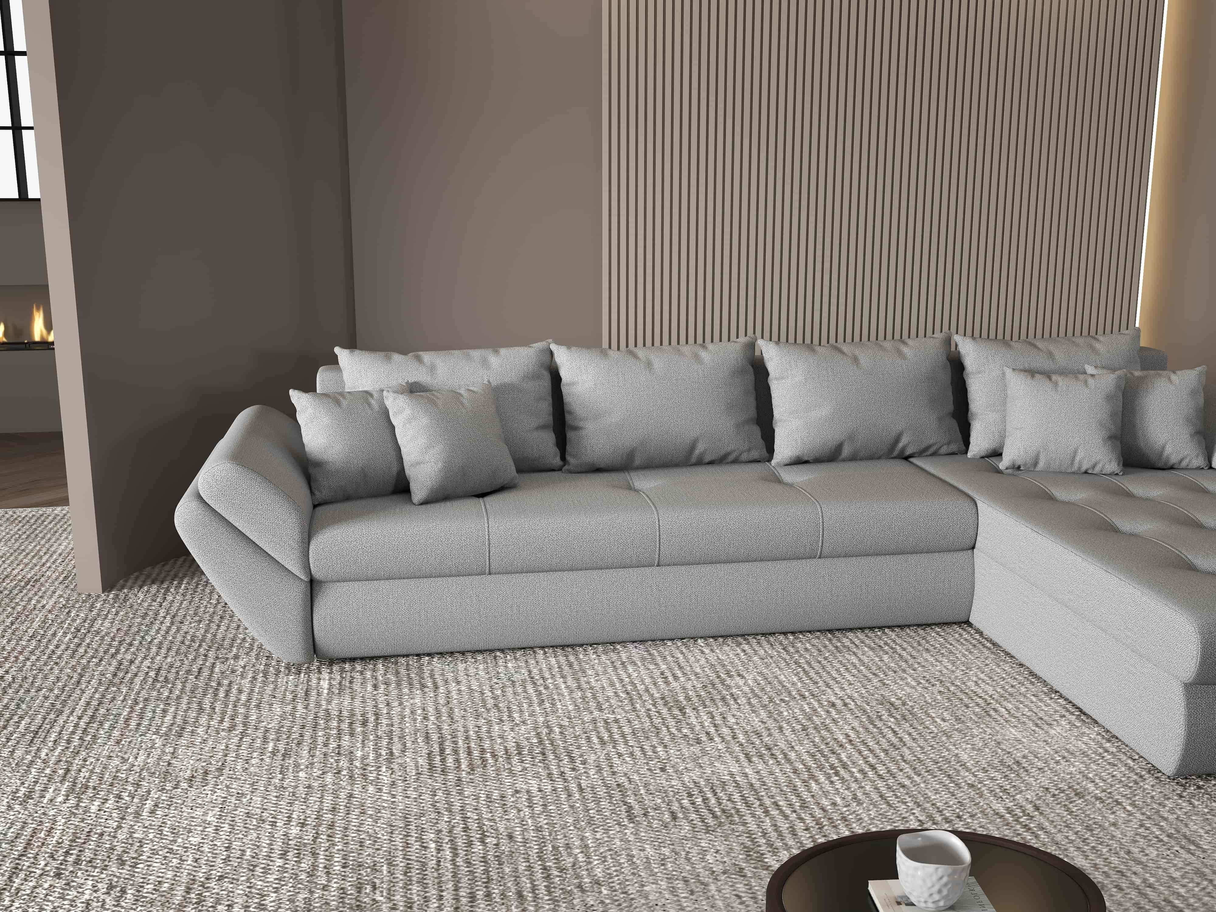 Colțar extensibil dumonde cu ladă de depozitare si sezut confortabil din spuma HR, Loana XL Enjoy Gri II 335x185 cm Fabrica