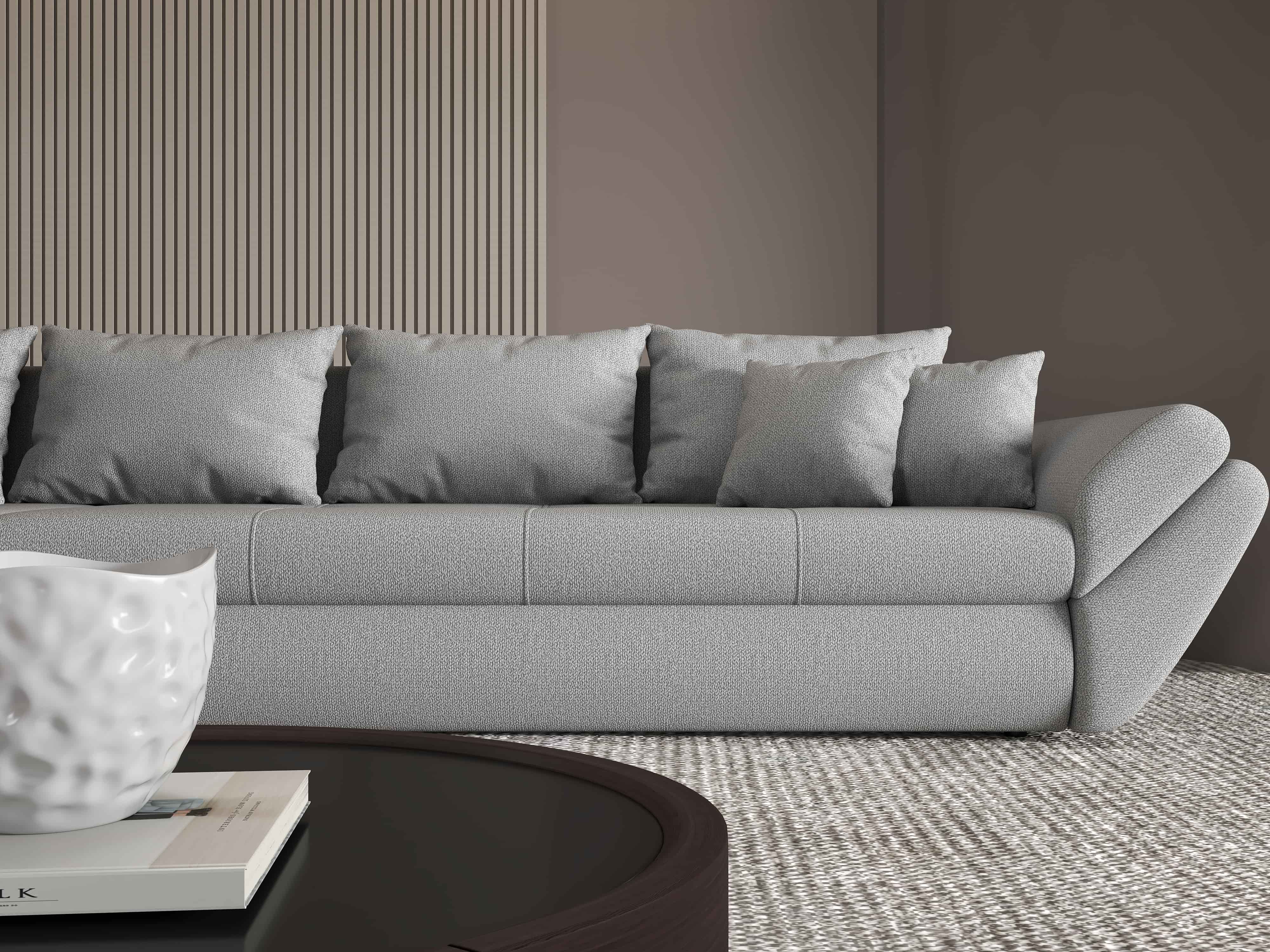 Colțar extensibil dumonde cu ladă de depozitare si sezut confortabil din spuma HR, Loana XL Enjoy Gri 335x185 cm Fabrica