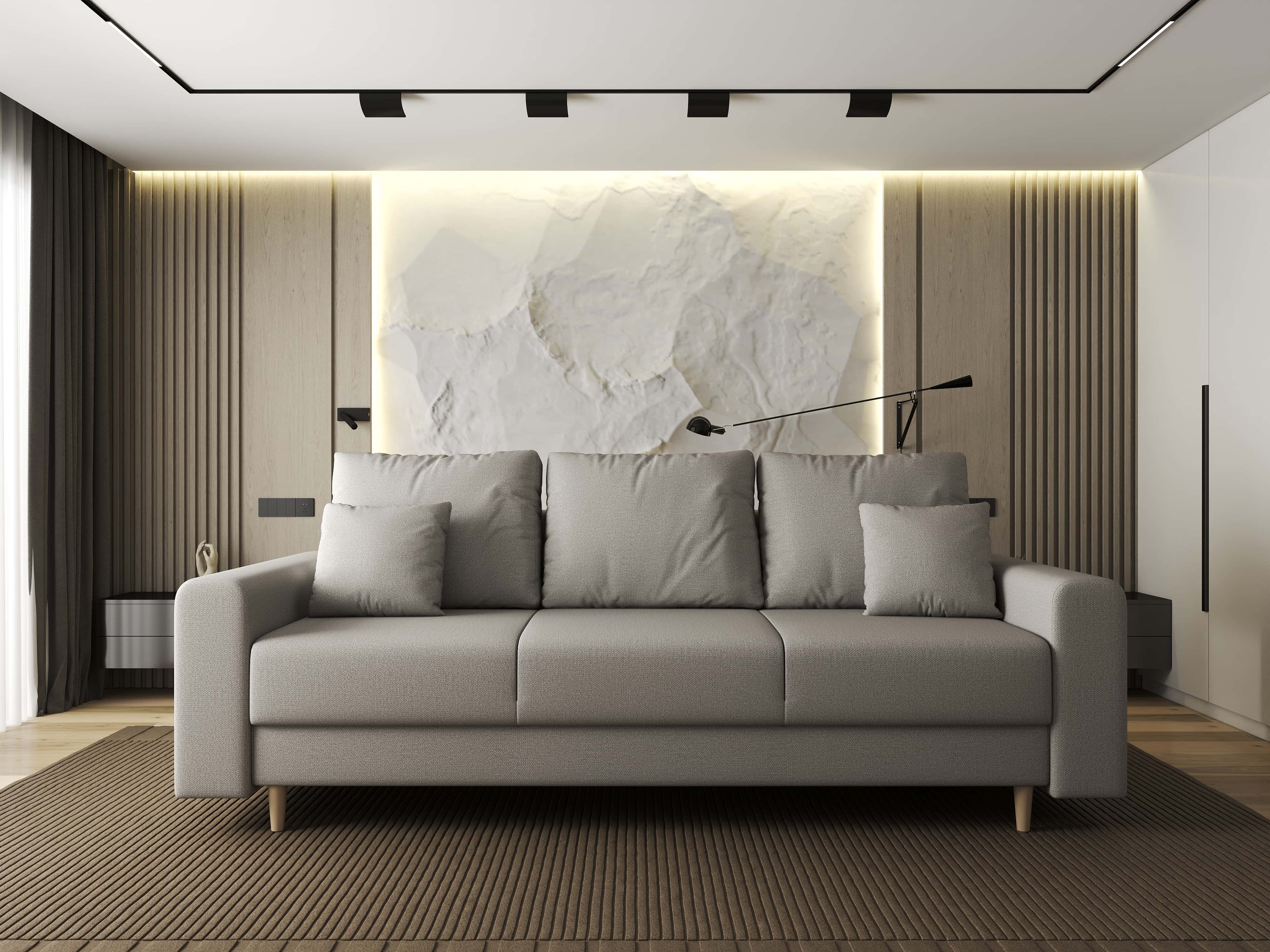 Canapea extensibilă dumonde cu ladă de depozitare si sezut confortabil din spuma HR, Kronos Enjoy Bej 210x100 cm fabrica