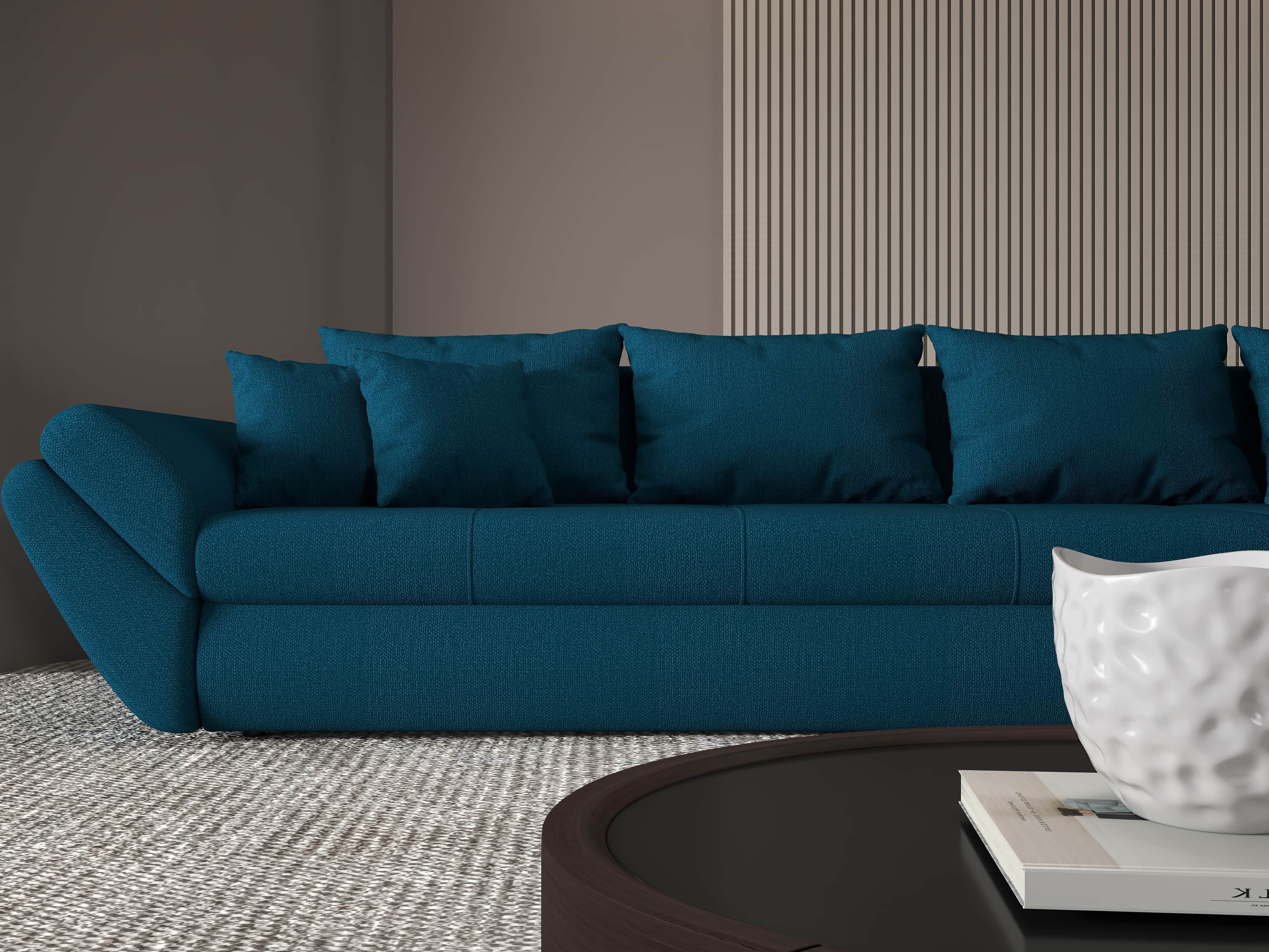Colțar extensibil dumonde cu ladă de depozitare si sezut confortabil din spuma HR, Loana XL Enjoy Petrol II 335x185 cm Fabrica