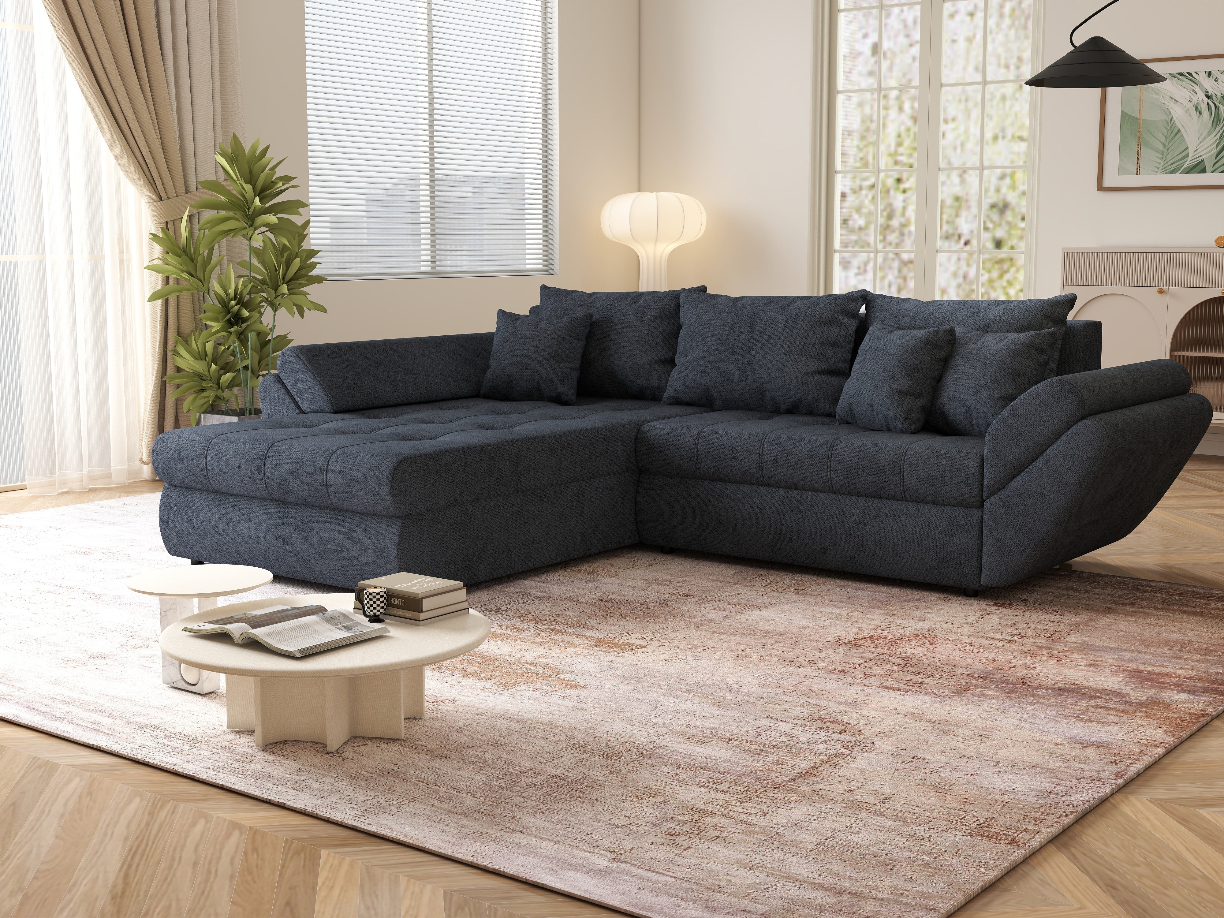 Colțar extensibil dumonde cu ladă de depozitare si sezut confortabil din spuma HR, Loana Enjoy Antracit 270x185 cm Fabrica