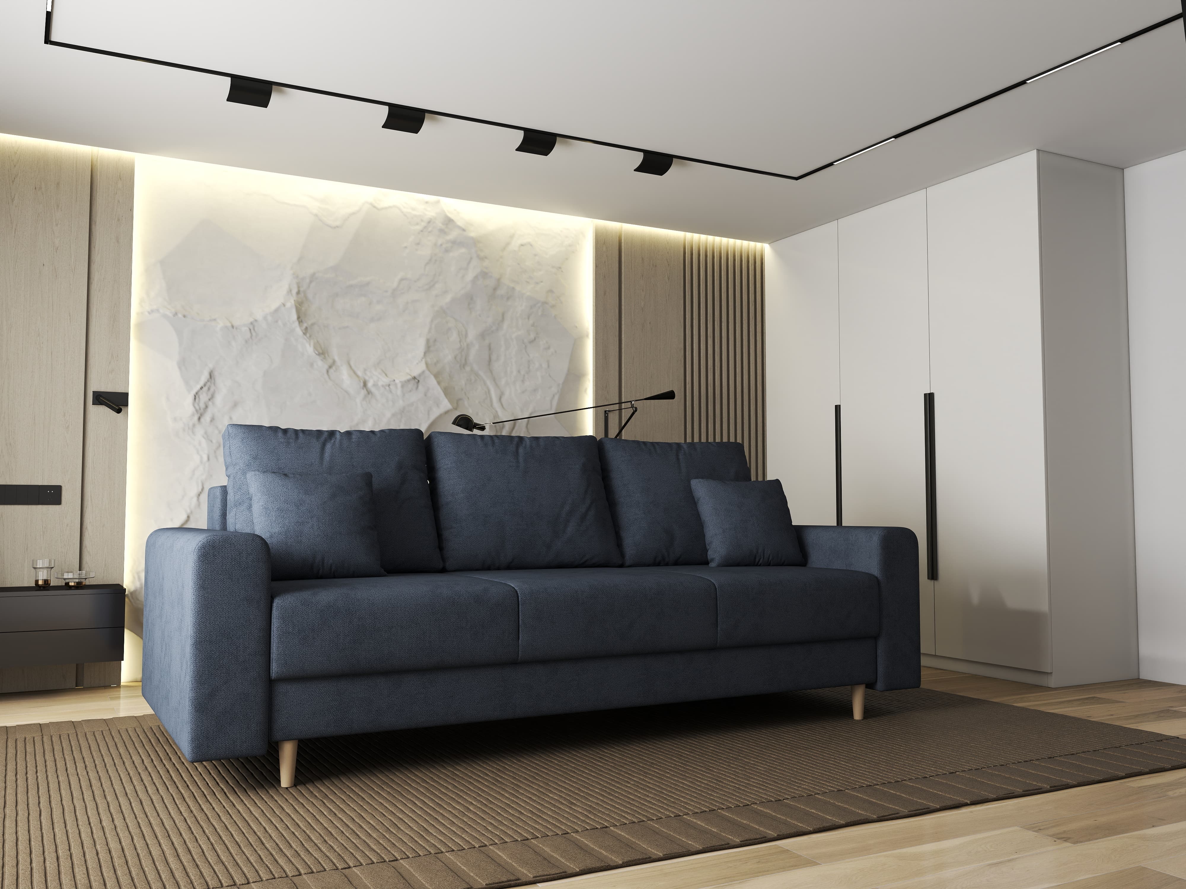 Canapea extensibilă dumonde cu ladă de depozitare si sezut confortabil din spuma HR, Kronos Enjoy Antracit 210x100 cm fabrica