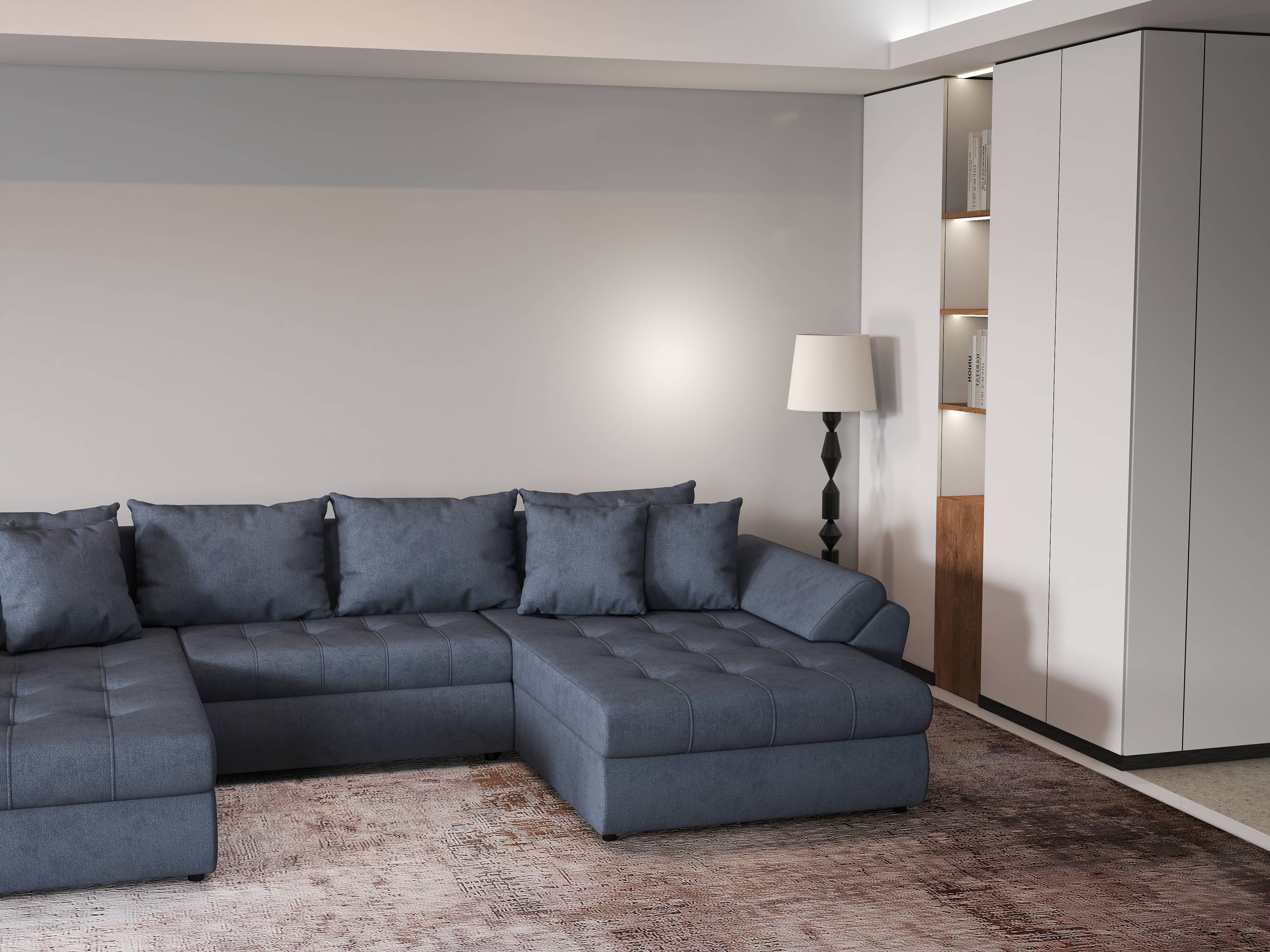 Colțar extensibil dumonde cu ladă de depozitare si sezut confortabil din spuma HR, Loana U Enjoy Antracit 355x185 cm Fabrica