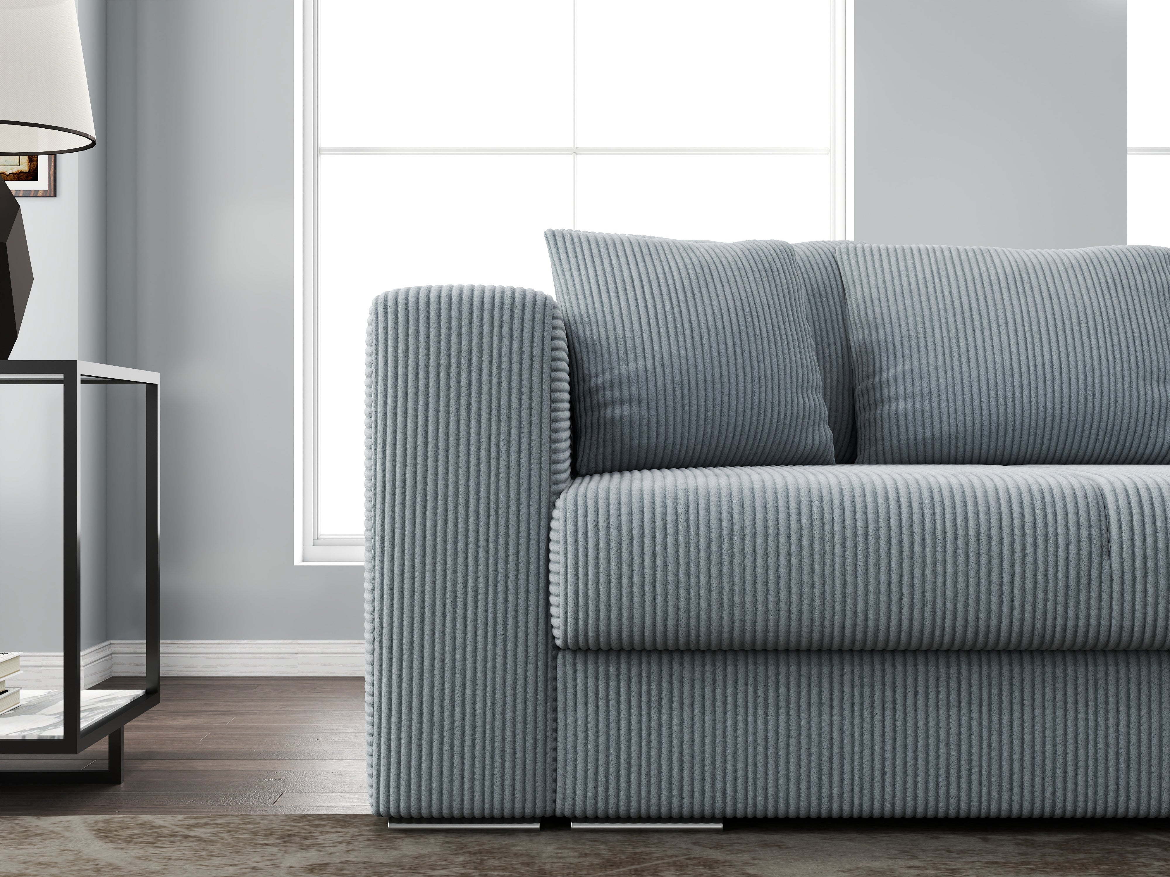 Canapea extensibilă dumonde cu ladă de depozitare si sezut confortabil din spuma HR, Gloria Zoom Grey 240x100 cm Fabrica