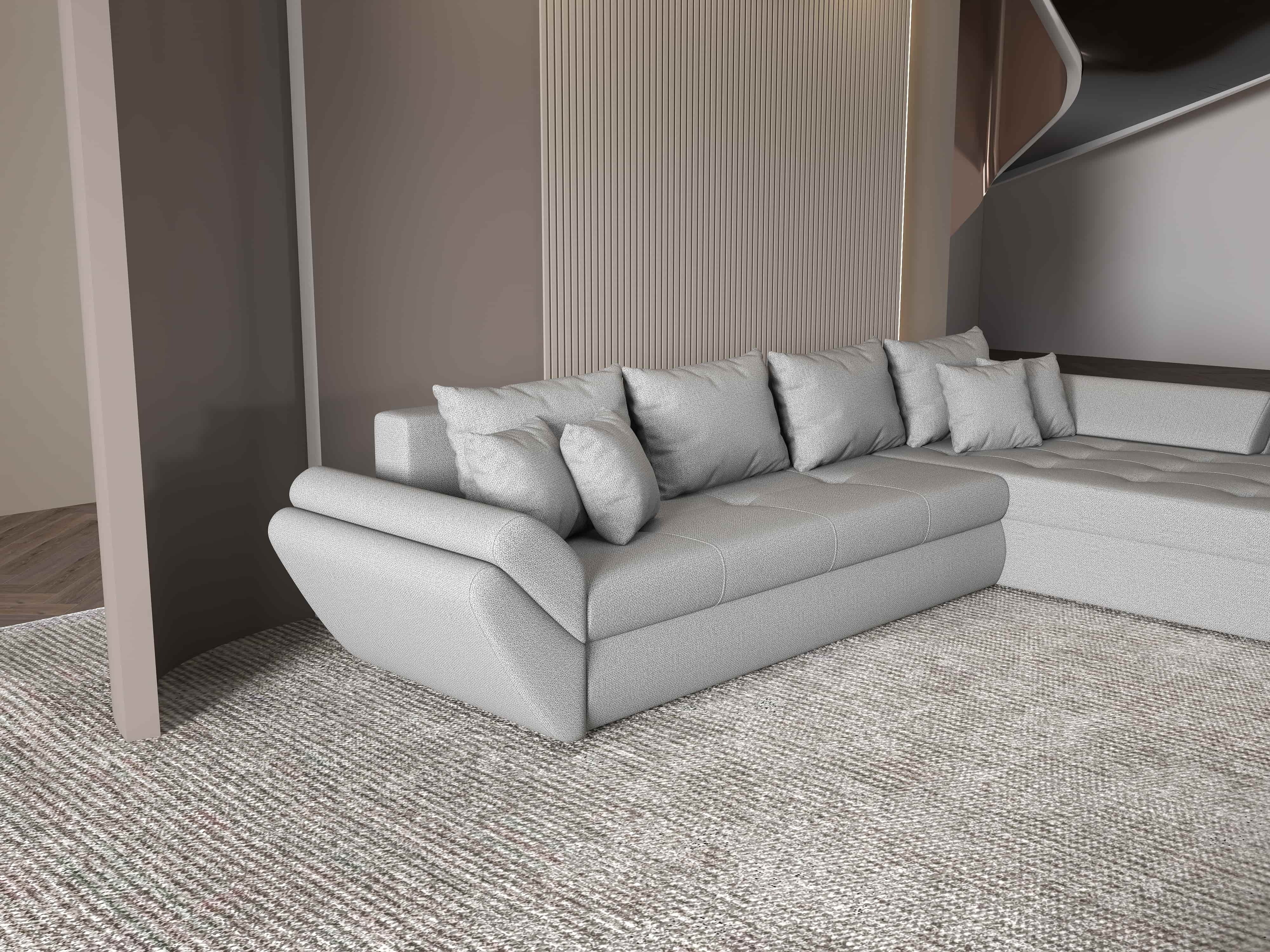 Colțar extensibil dumonde cu ladă de depozitare si sezut confortabil din spuma HR, Loana XL Enjoy Gri II 335x185 cm Fabrica