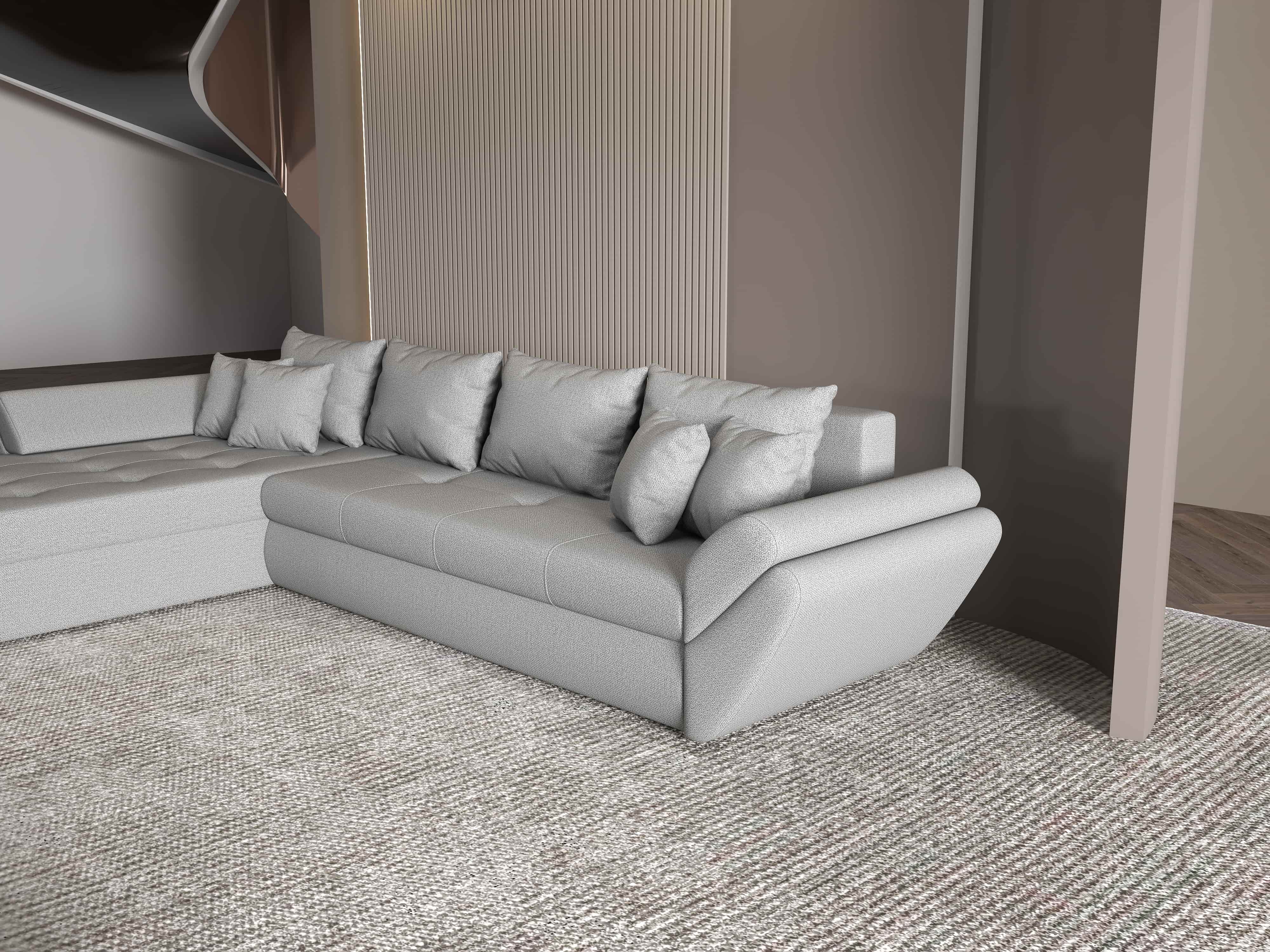Colțar extensibil dumonde cu ladă de depozitare si sezut confortabil din spuma HR, Loana XL Enjoy Gri 335x185 cm Fabrica