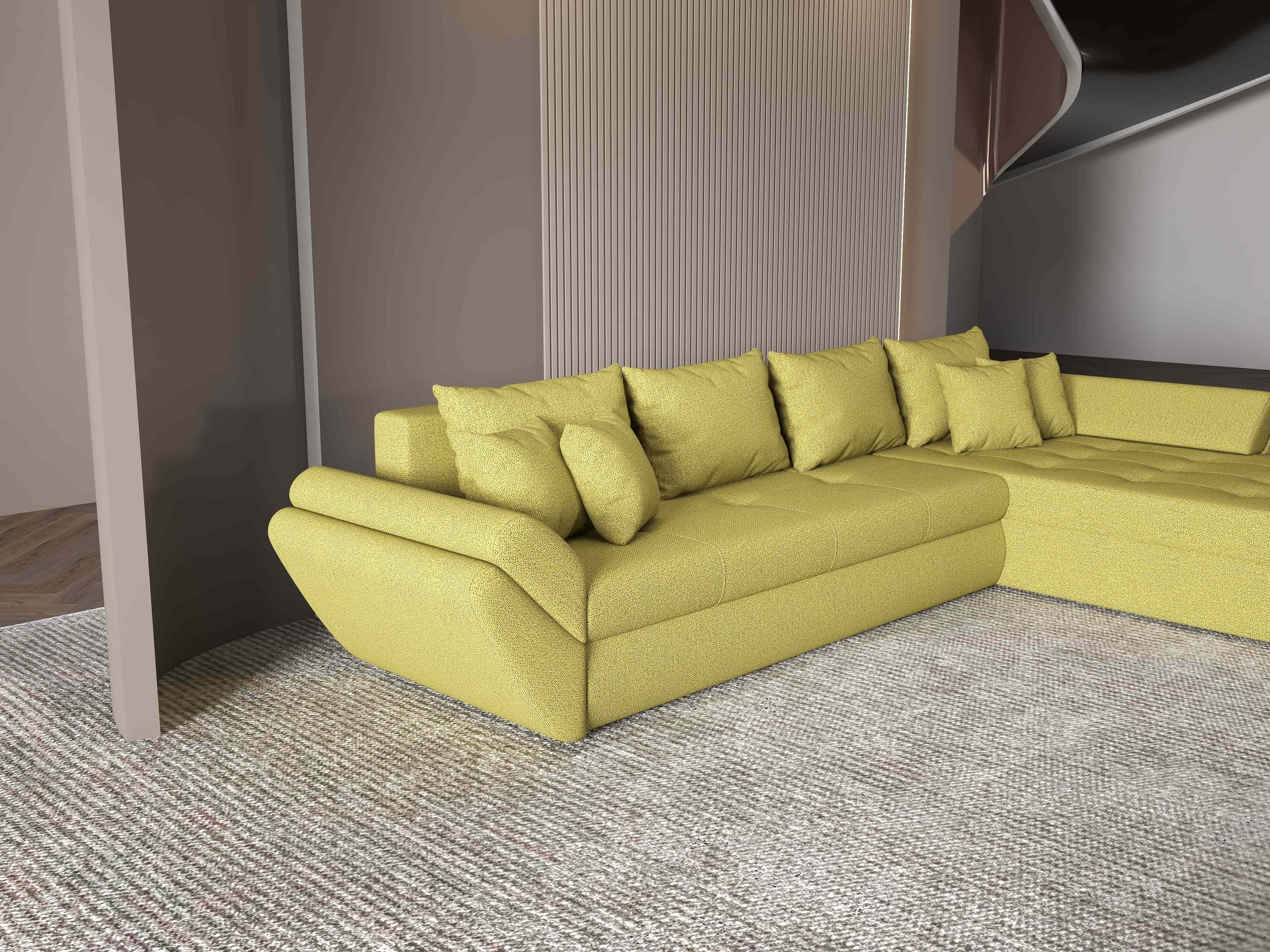 Colțar extensibil dumonde cu ladă de depozitare si sezut confortabil din spuma HR, Loana XL Enjoy Verde II 335x185 cm Fabrica
