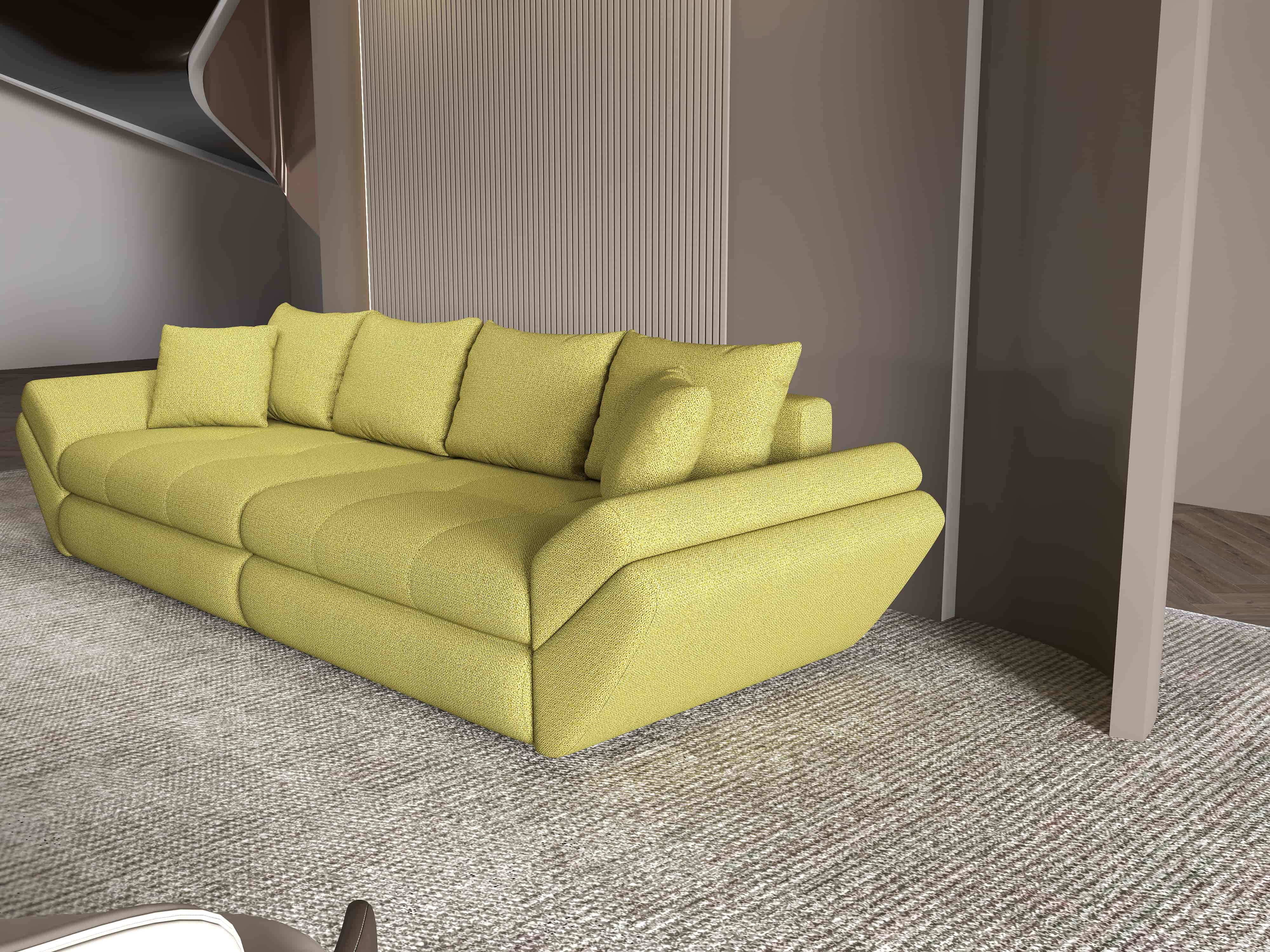 Canapea extensibilă dumonde cu ladă de depozitare si sezut confortabil din spuma HR, Loana Enjoy Verde 300x100 cm Fabrica
