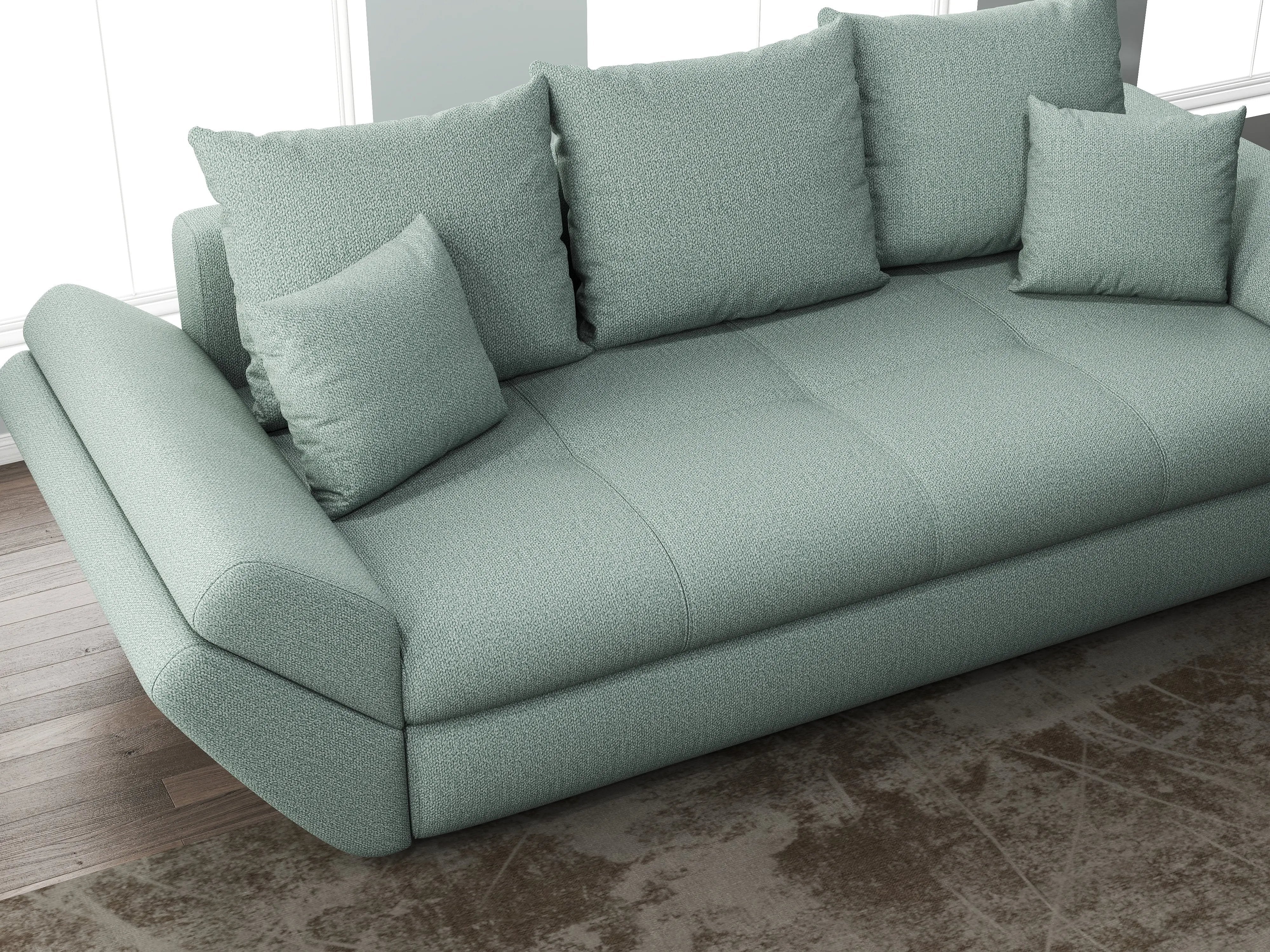 Canapea extensibilă dumonde cu ladă de depozitare si sezut confortabil din spuma HR, Loana Enjoy Mint 250x100 cm Fabrica