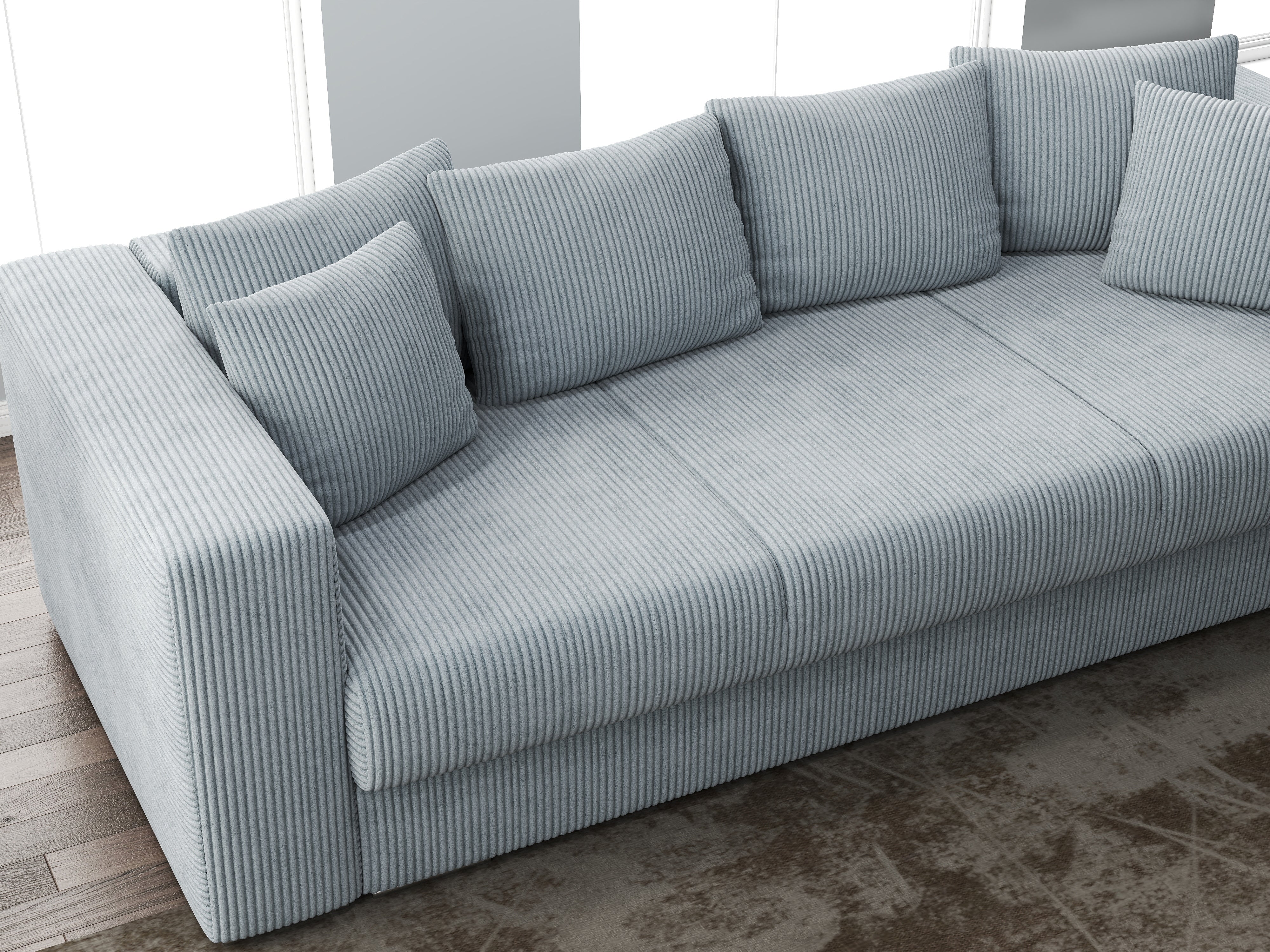 Canapea extensibilă dumonde cu ladă de depozitare si sezut confortabil din spuma HR, Gloria Zoom Grey 240x100 cm Fabrica