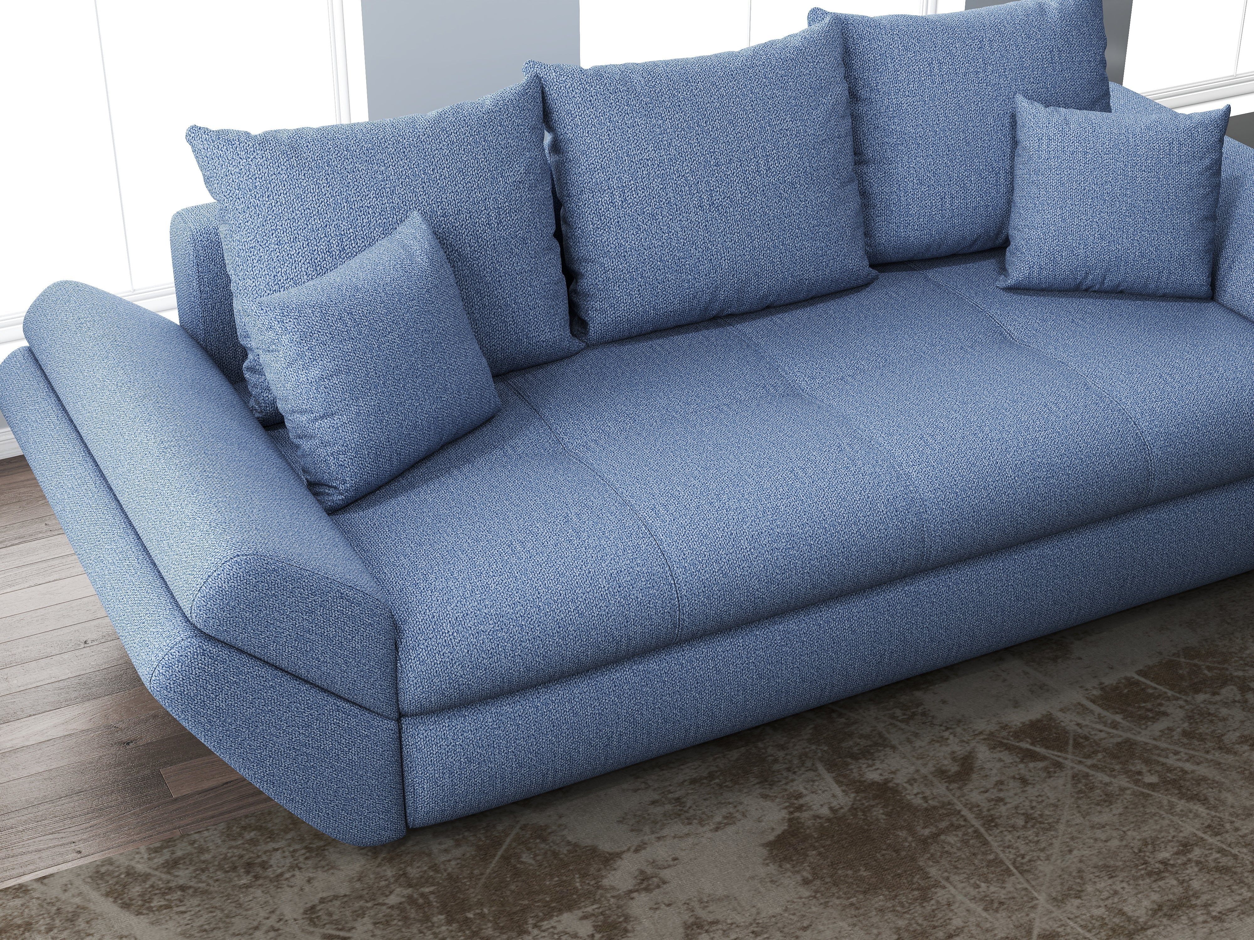 Canapea extensibilă dumonde cu ladă de depozitare si sezut confortabil din spuma HR, Loana Enjoy Blue 250x100 cm Fabrica