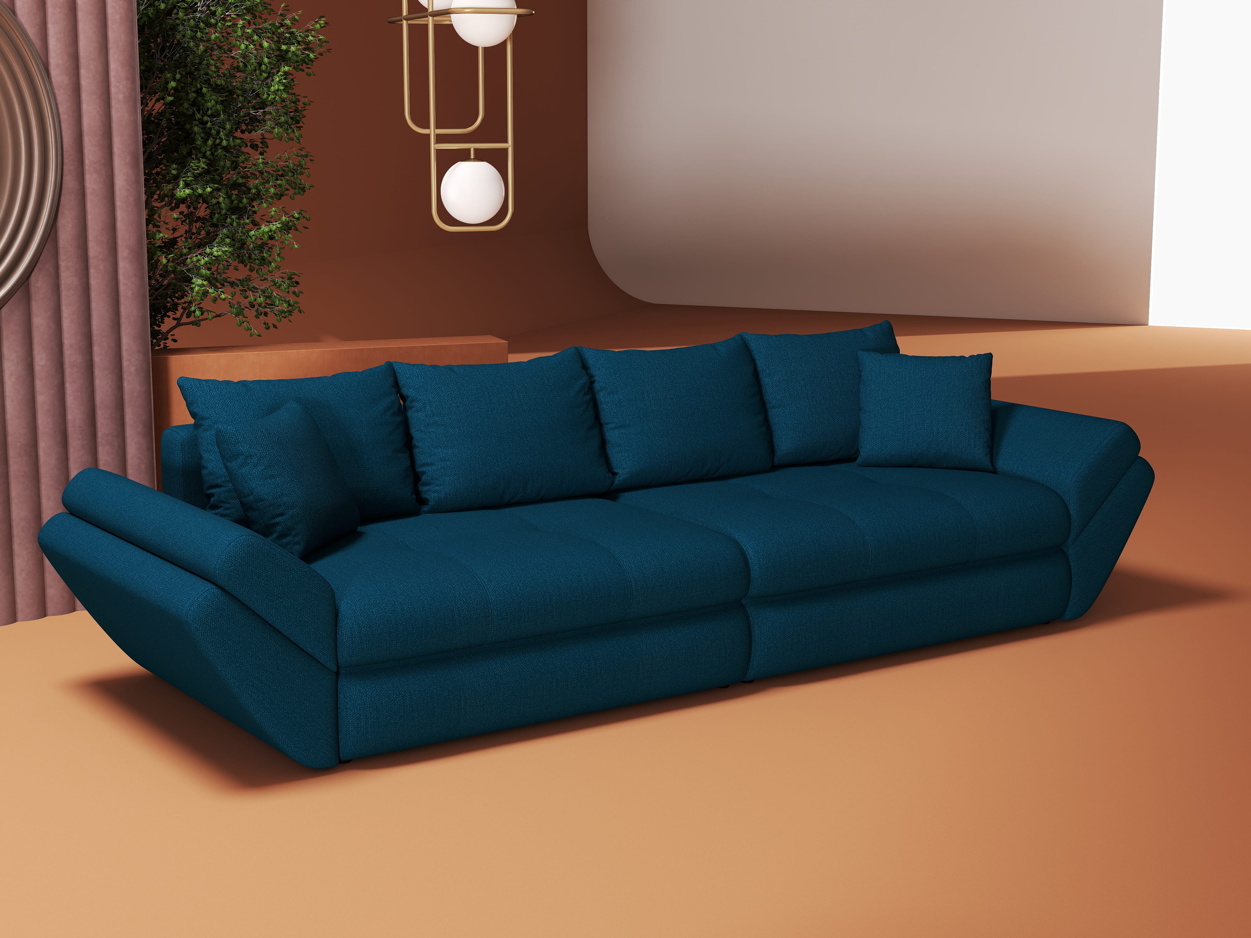 Canapea extensibilă dumonde cu ladă de depozitare si sezut confortabil din spuma HR, Loana Enjoy Petrol 300x100 cm Fabrica