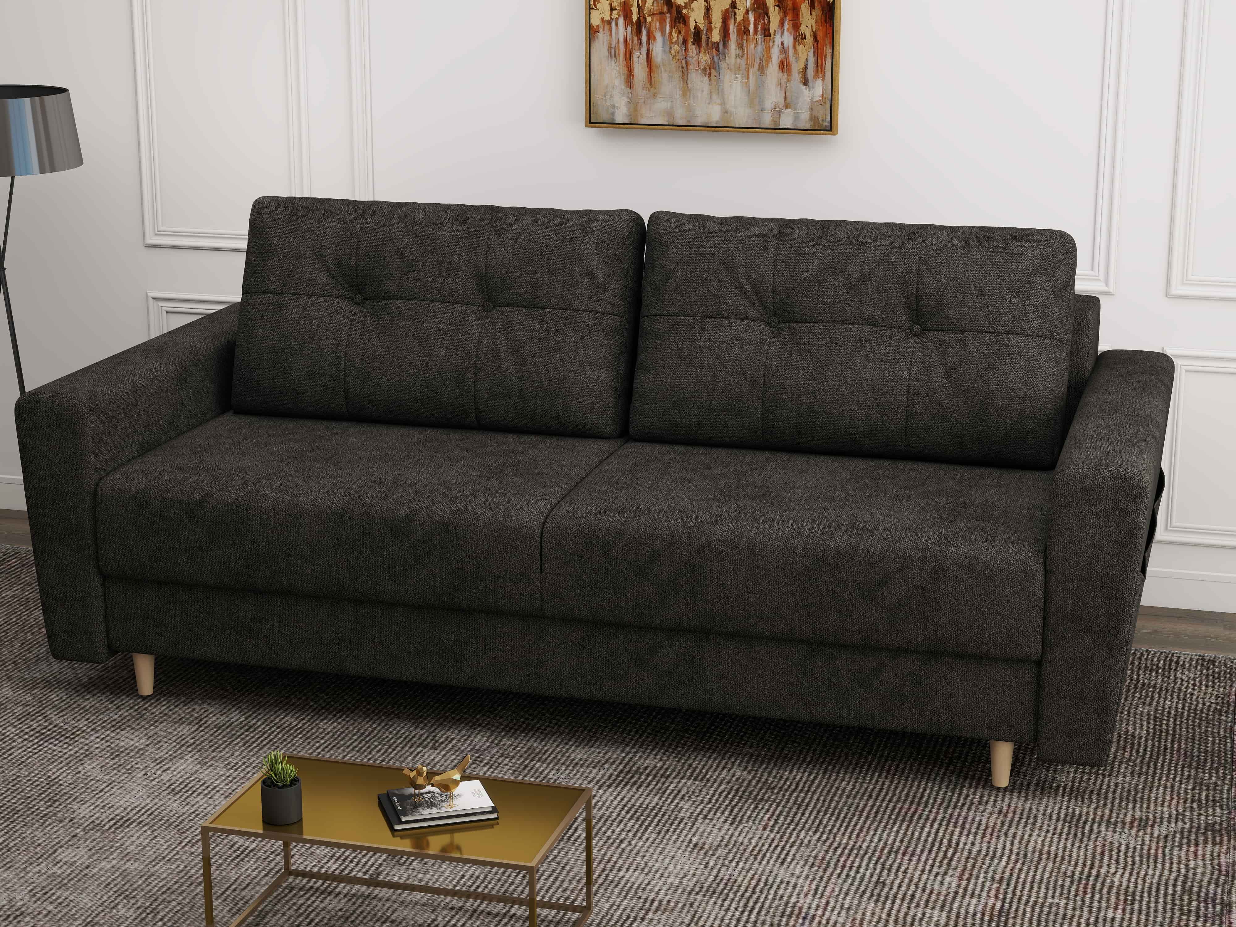Canapea extensibilă dumonde cu ladă de depozitare si sezut confortabil din spuma HR, Summer Enjoy Negru 225x100 cm fabrica