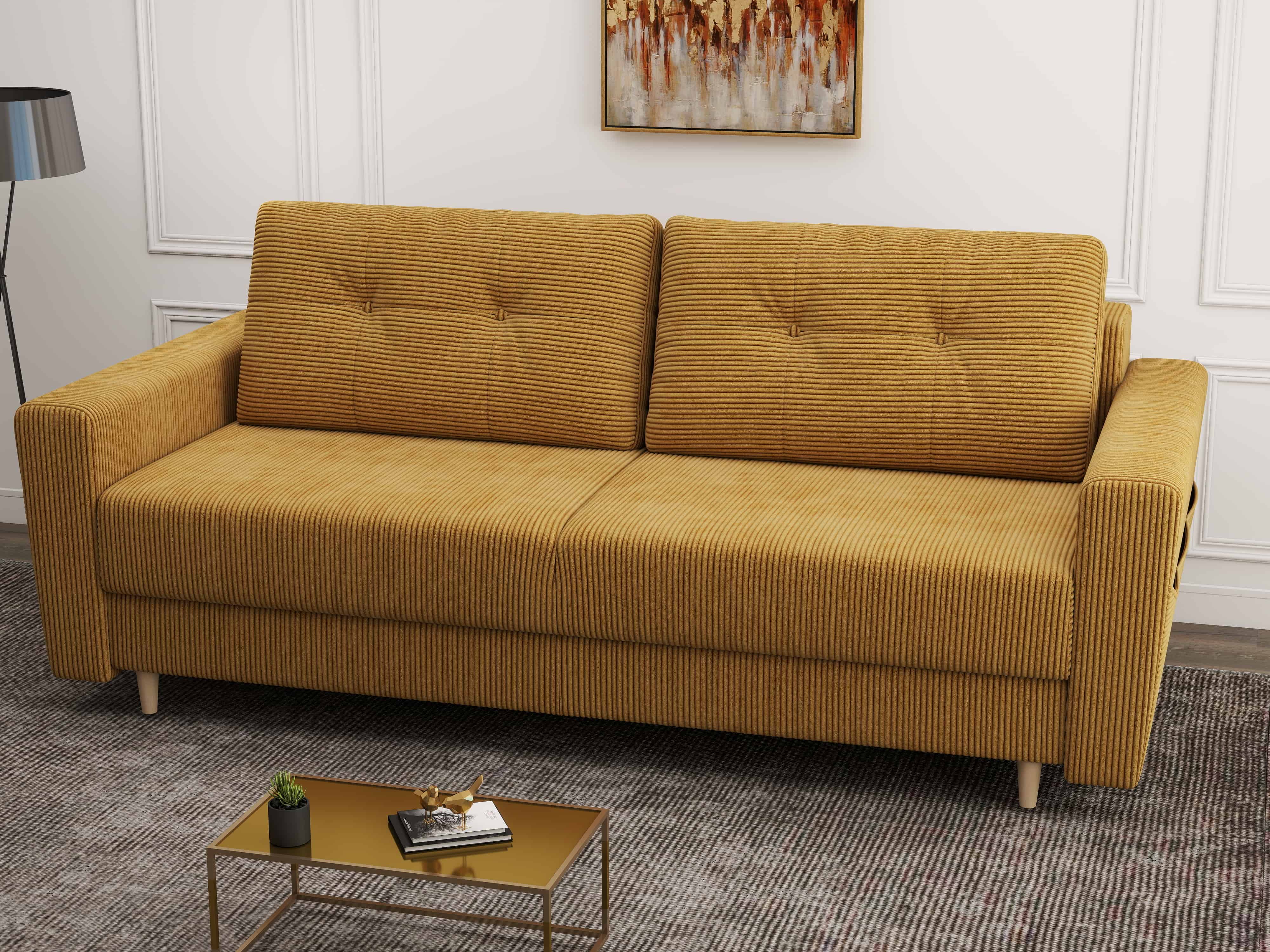 Canapea extensibilă dumonde cu ladă de depozitare si sezut confortabil din spuma HR, Summer Zoom Mustar 225x100 cm fabrica