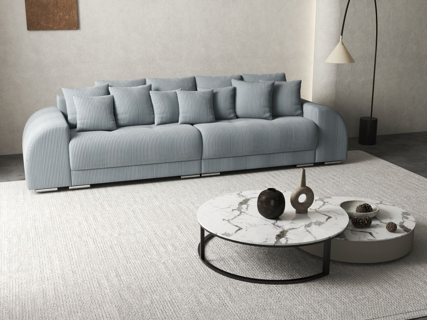 Canapea extensibilă dumonde cu 2 lăzi de depozitare si sezut confortabil din spuma HR, Verona Zoom Grey 310x100 cm Fabrica