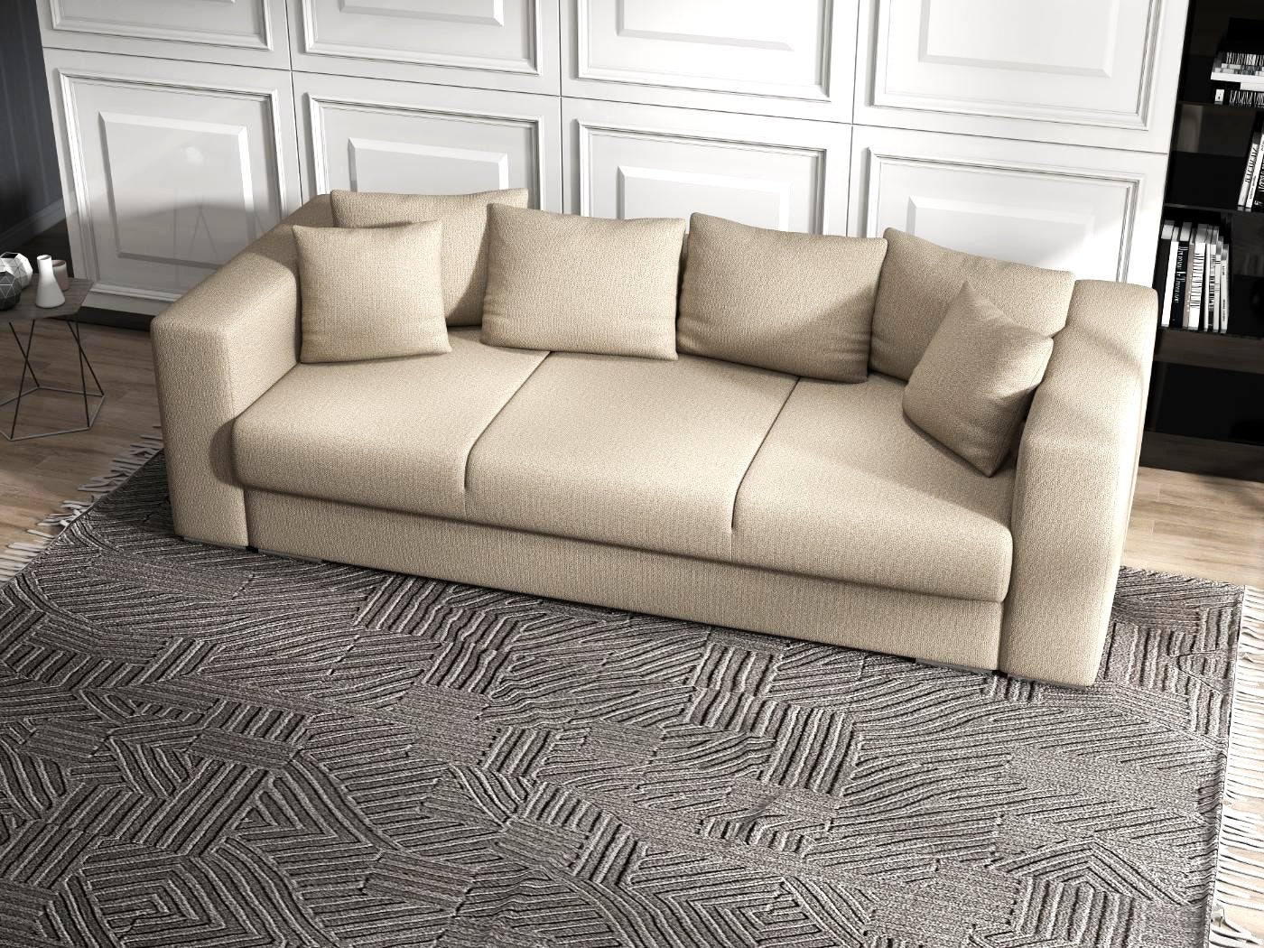 Canapea extensibilă dumonde cu ladă de depozitare si sezut confortabil din spuma HR, Gloria Enjoy Camel 240x100 cm Fabrica