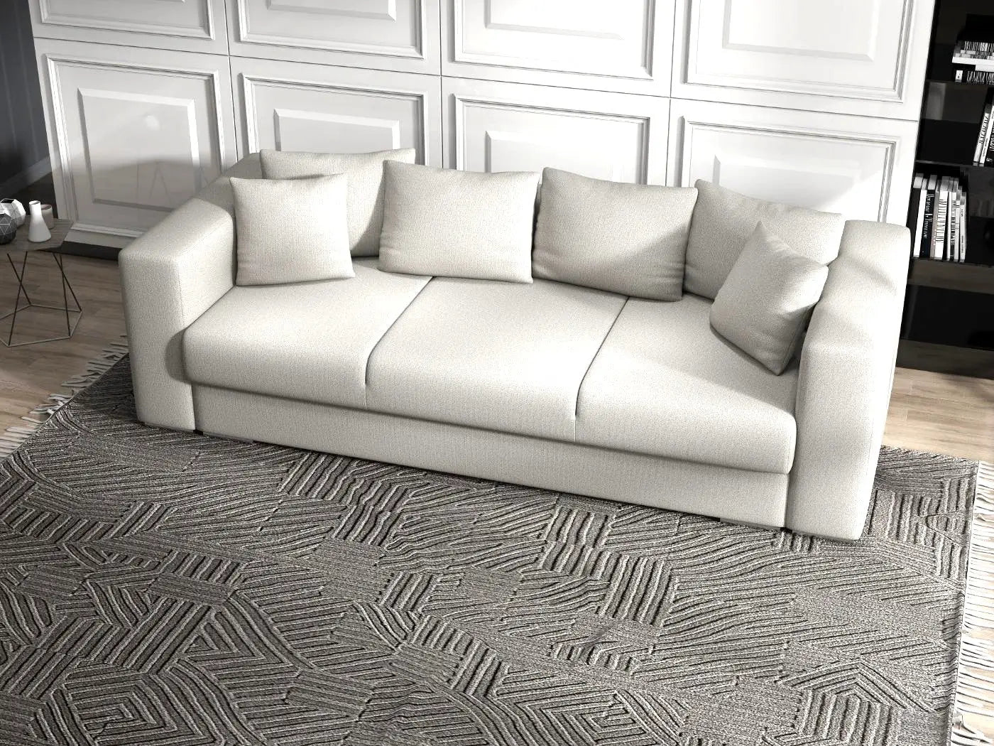 Canapea extensibilă dumonde cu ladă de depozitare si sezut confortabil din spuma HR, Gloria Bej 240x100 cm Fabrica