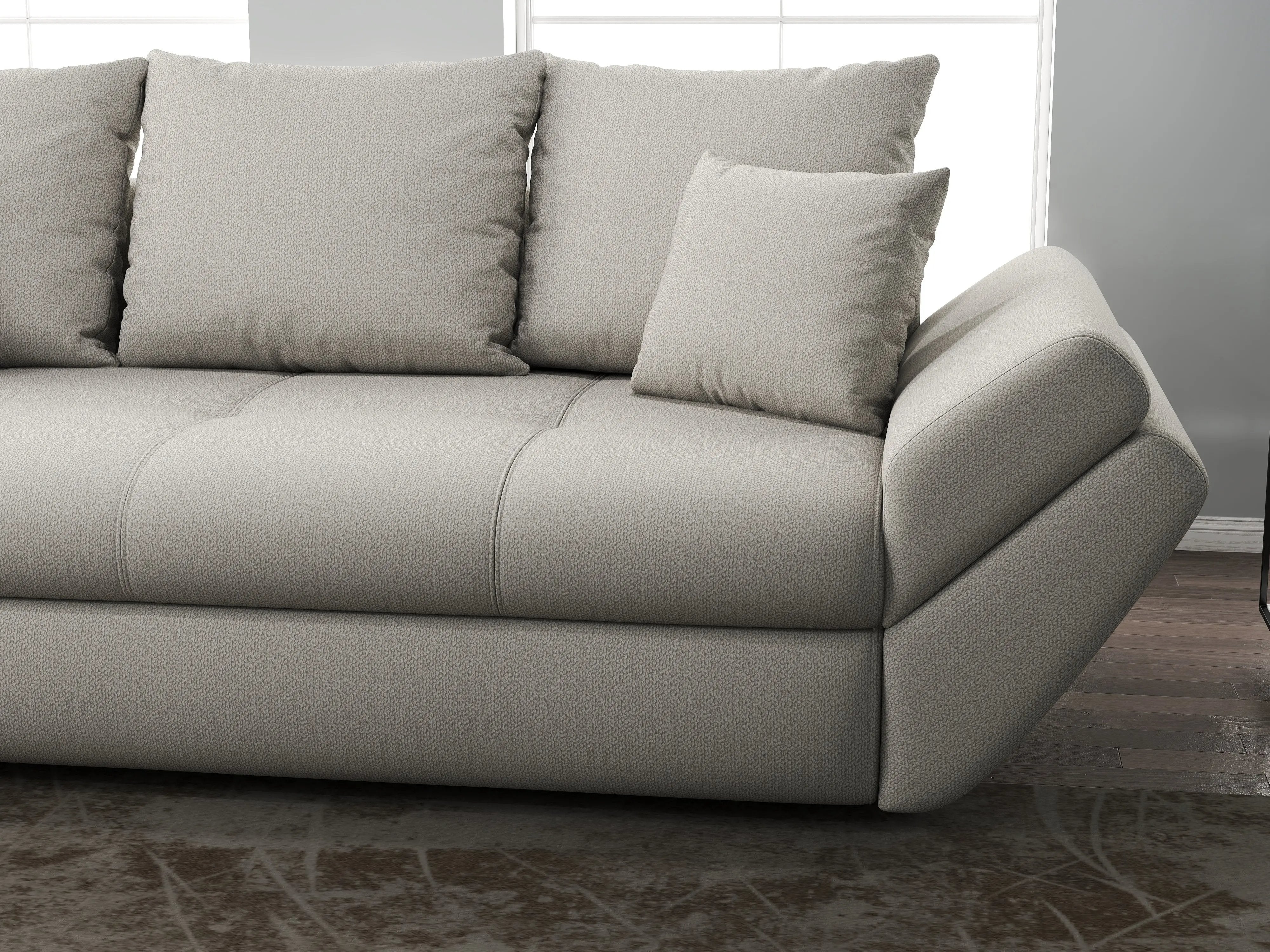 Canapea extensibilă dumonde cu ladă de depozitare si sezut confortabil din spuma HR, Loana Enjoy Bej 250x100 cm Fabrica
