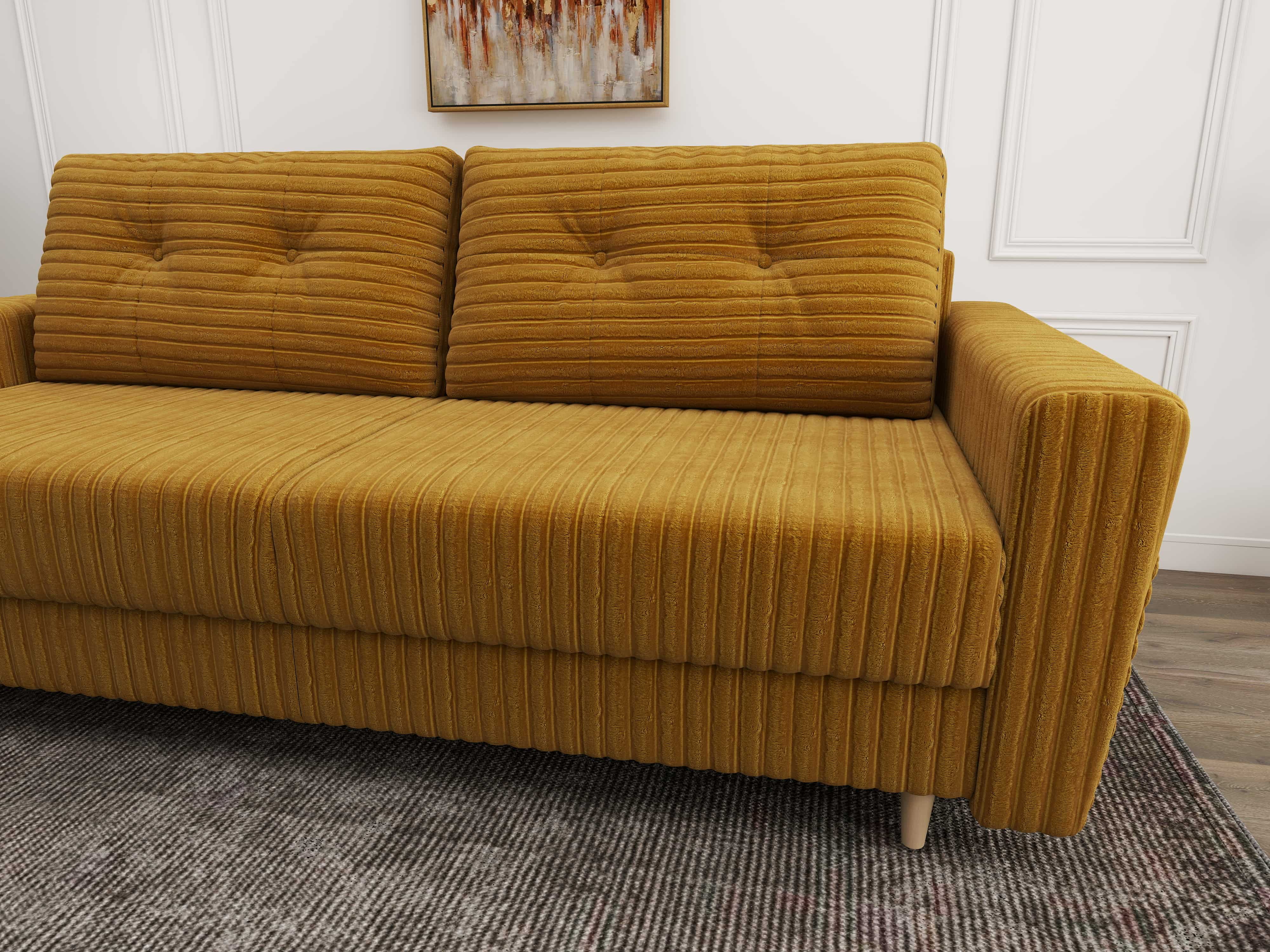 Canapea extensibilă dumonde cu ladă de depozitare si sezut confortabil din spuma HR, Summer Ambience Mustar 225x100 cm fabrica