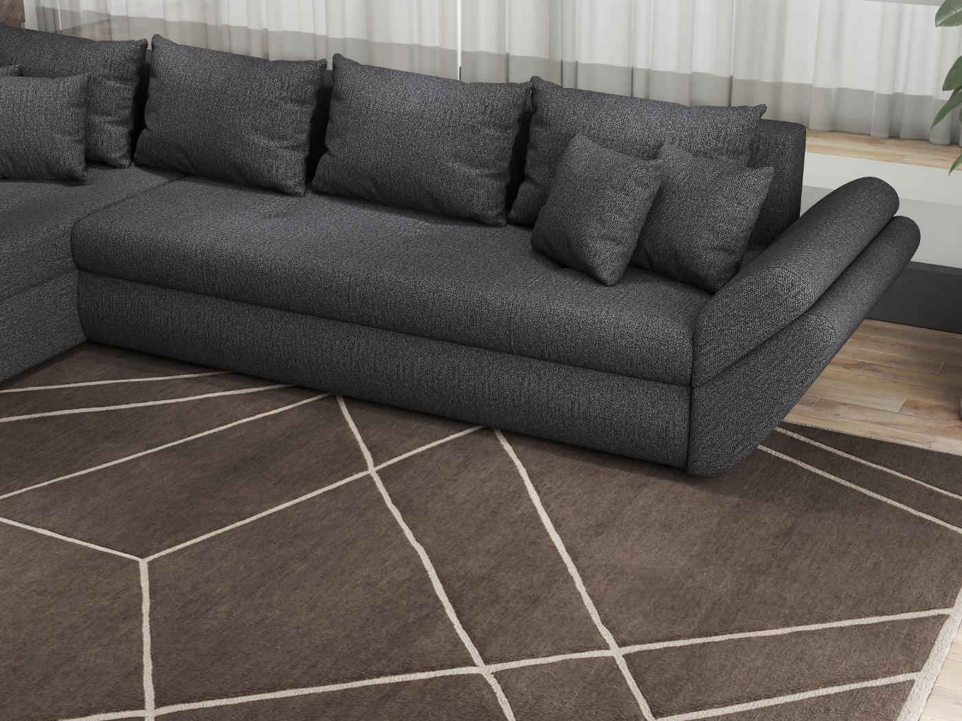Colțar extensibil dumonde cu ladă de depozitare si sezut confortabil din spuma HR, Loana XL Enjoy Grafit 335x185 cm Fabrica