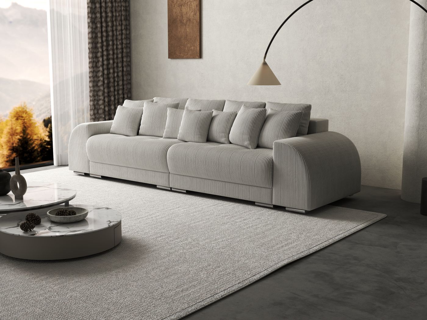 Canapea extensibilă dumonde cu 2 lăzi de depozitare si sezut confortabil din spuma HR, Verona Zoom Cream 310x100 cm Fabrica