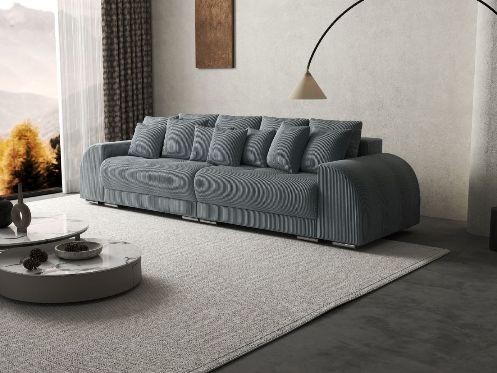 Canapea extensibilă dumonde cu 2 lăzi de depozitare si sezut confortabil din spuma HR, Verona Zoom Grey 310x100 cm Fabrica