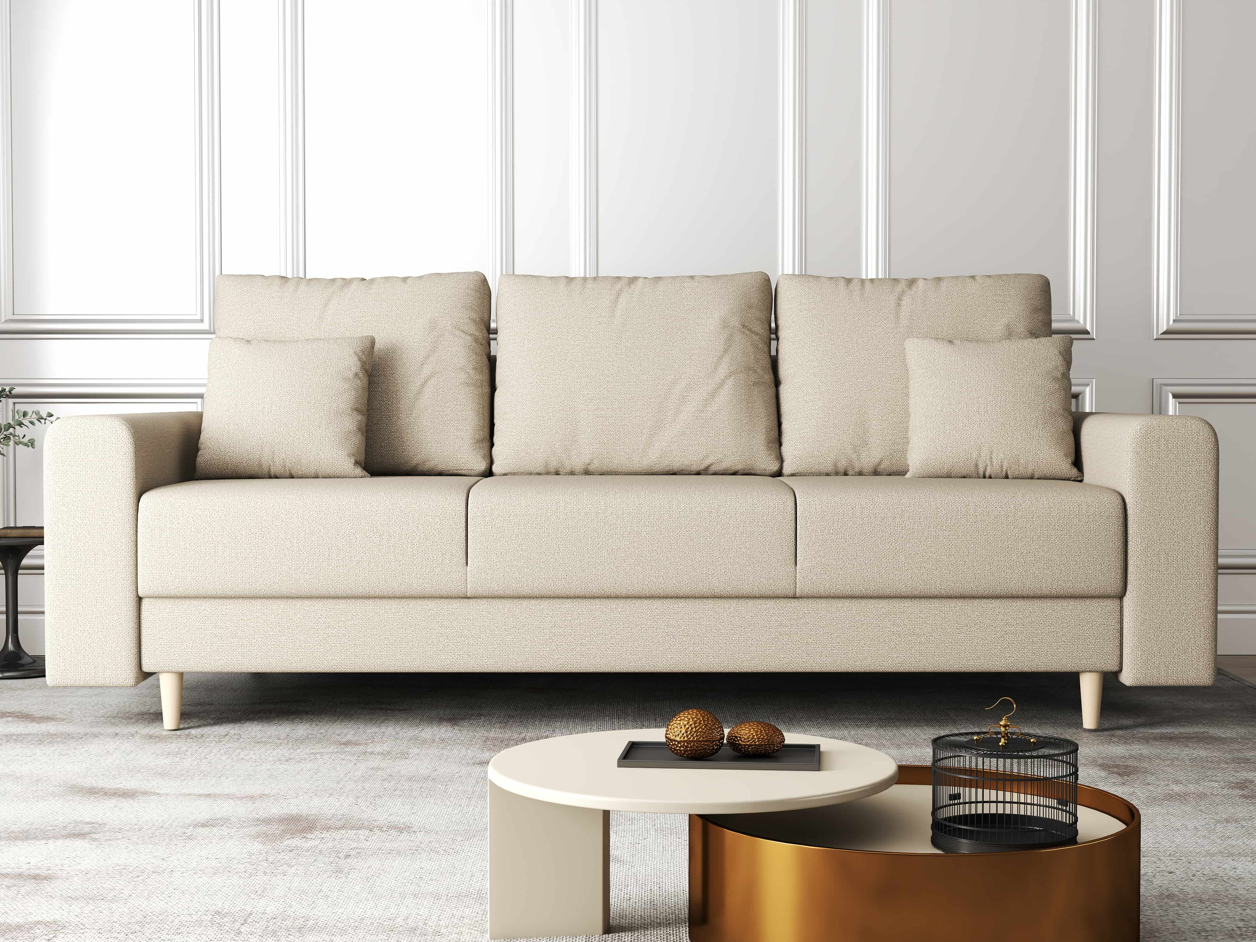 Canapea extensibilă dumonde cu ladă de depozitare si sezut confortabil din spuma HR, Kronos Enjoy Camel 210x100 cm fabrica