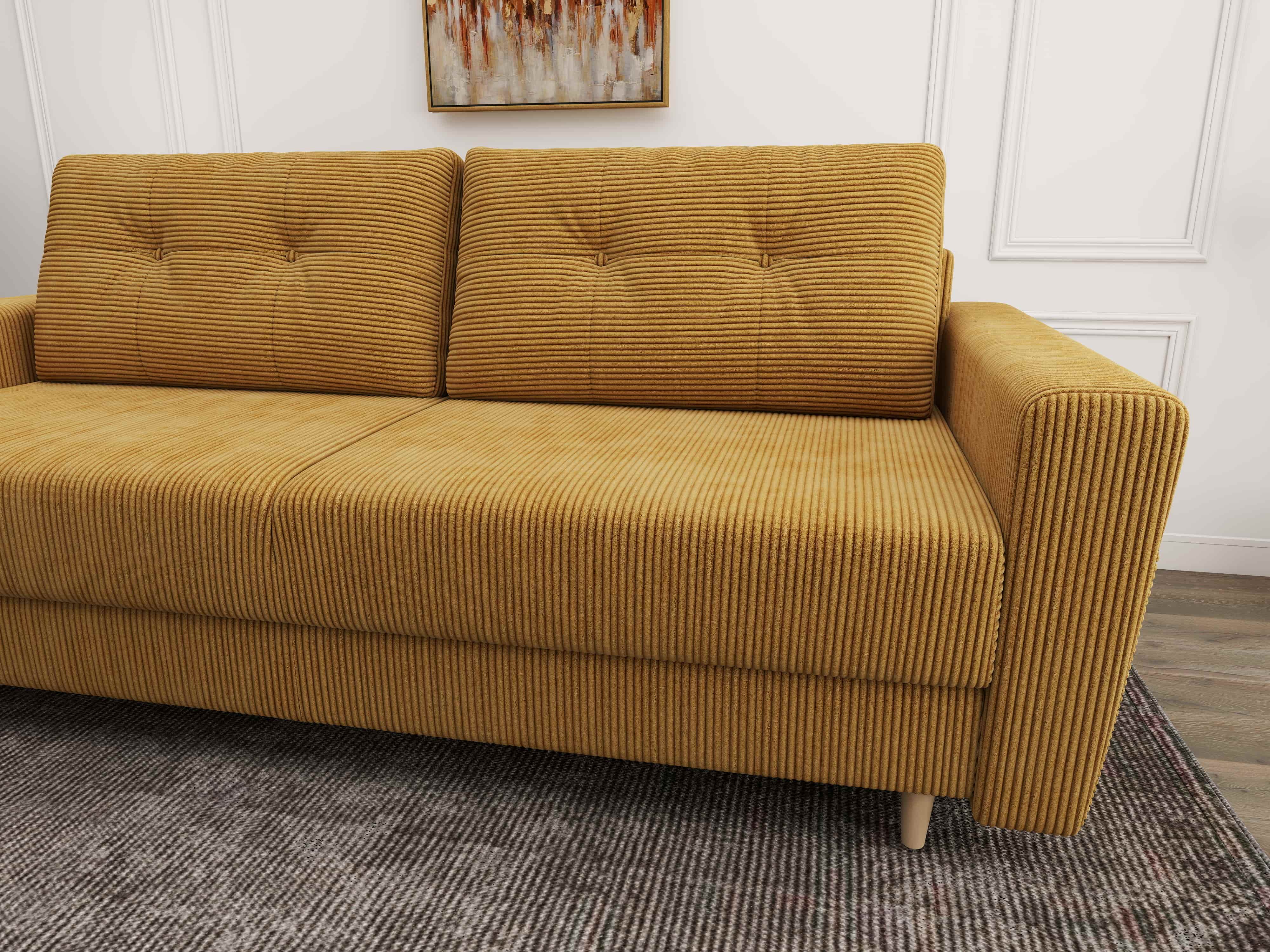 Canapea extensibilă dumonde cu ladă de depozitare si sezut confortabil din spuma HR, Summer Zoom Mustar 225x100 cm fabrica
