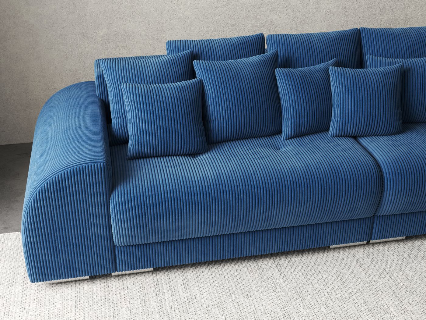 Canapea extensibilă dumonde cu 2 lăzi de depozitare si sezut confortabil din spuma HR, Verona Zoom Blue 310x100 cm Fabrica