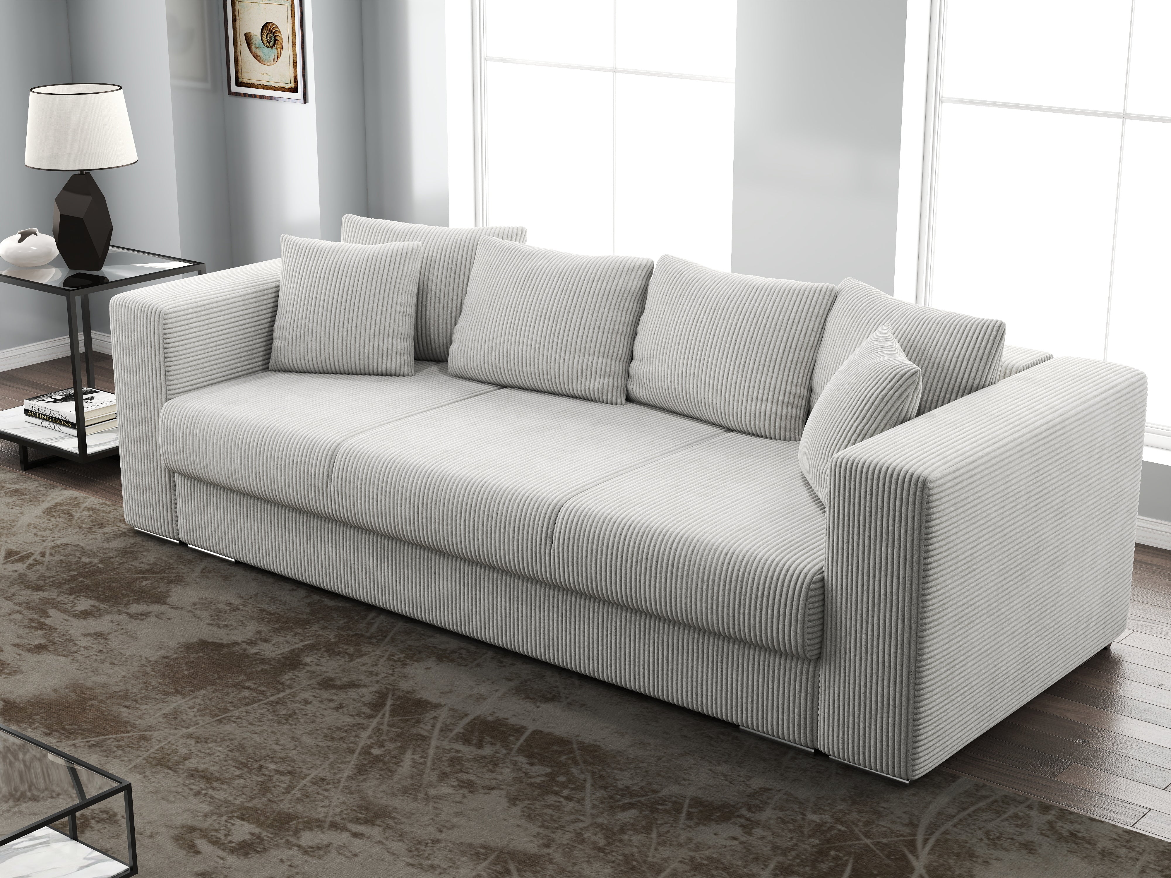 Canapea extensibilă dumonde cu ladă de depozitare si sezut confortabil din spuma HR, Gloria Zoom Cream 240x100 cm Fabrica