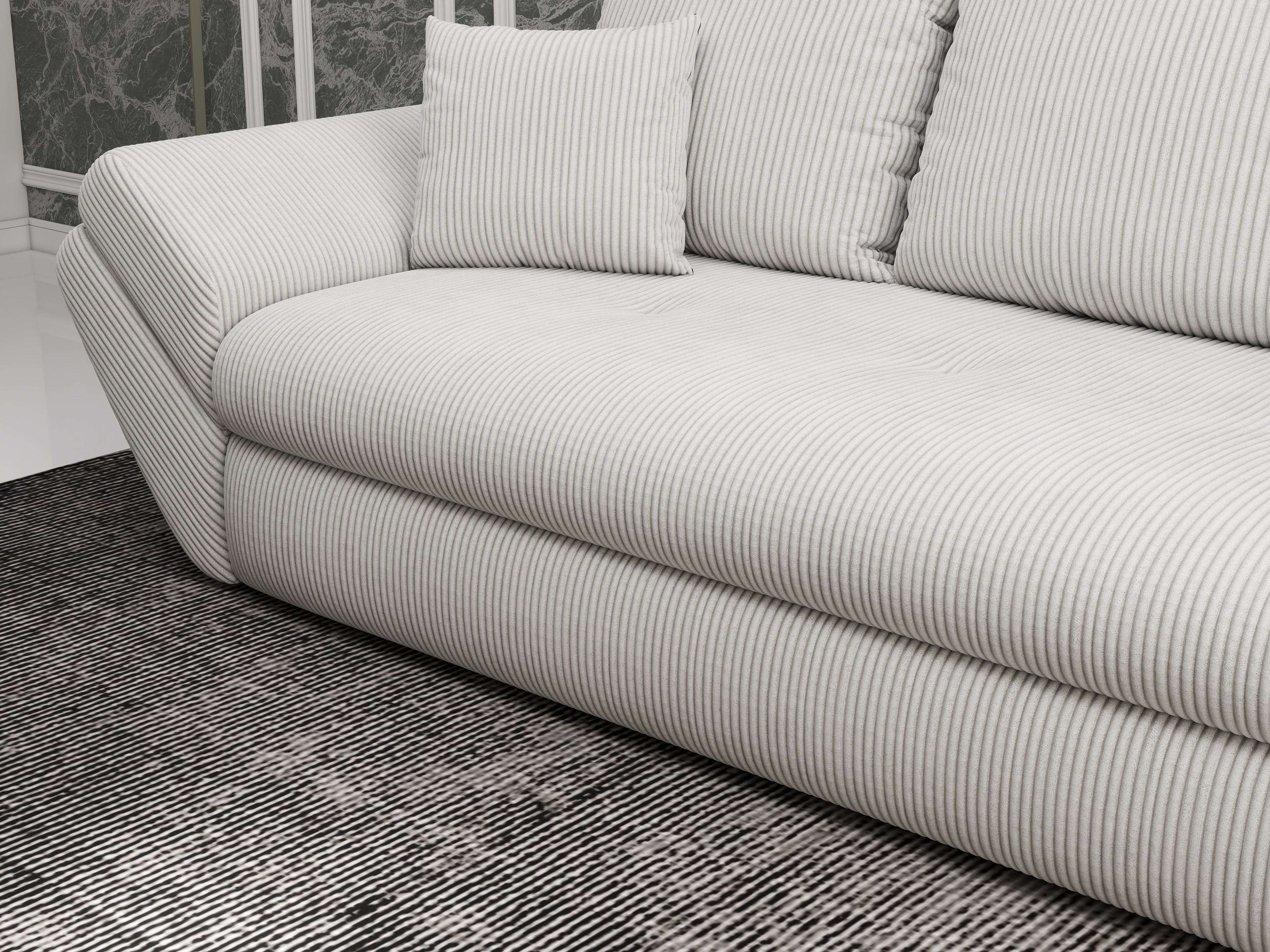 Canapea extensibilă dumonde cu ladă de depozitare si sezut confortabil din spuma HR, Loana Zoom Cream 250x100 cm Fabrica