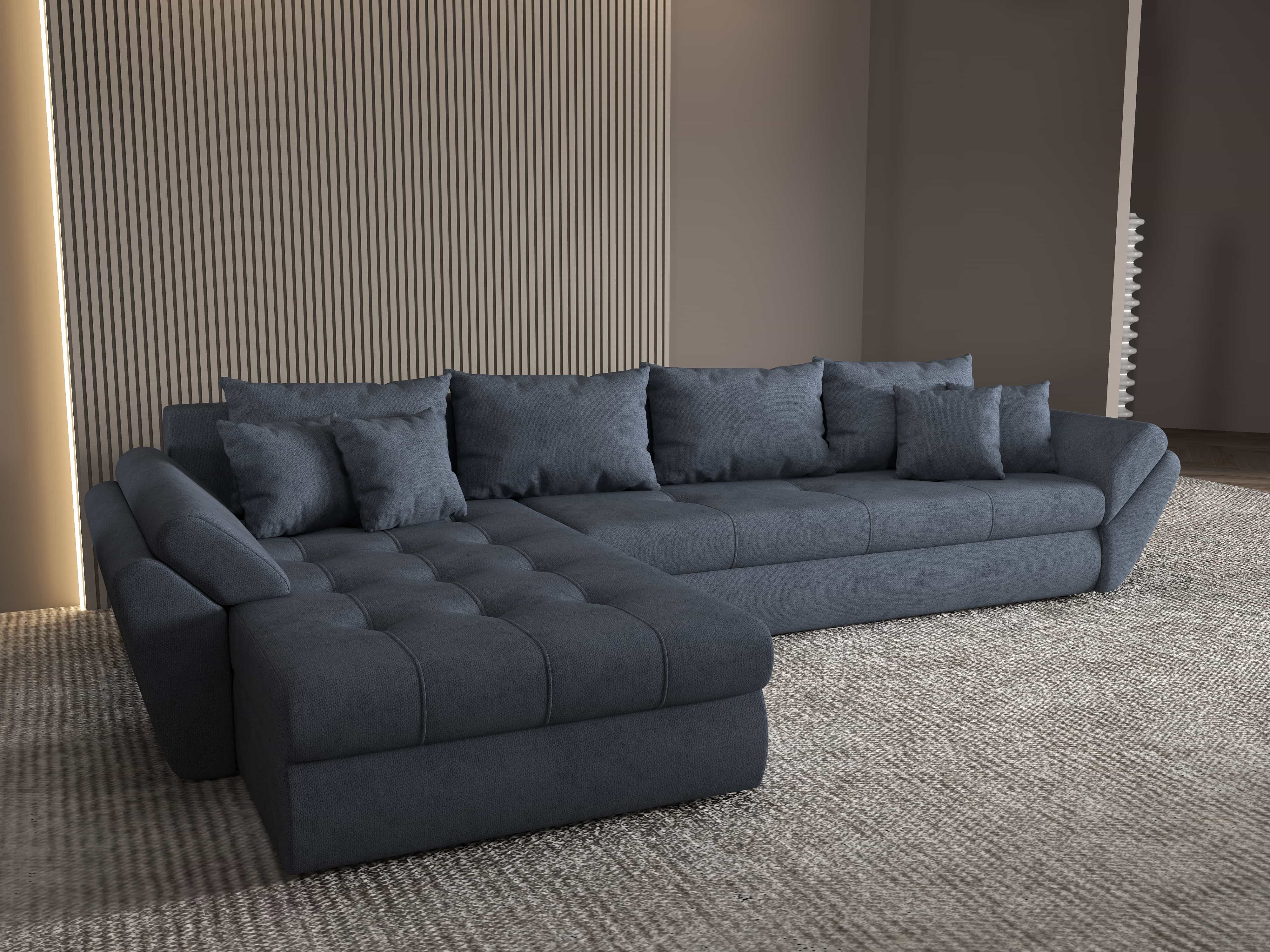 Colțar extensibil dumonde cu ladă de depozitare si sezut confortabil din spuma HR, Loana XL Enjoy Antracit 335x185 cm Fabrica