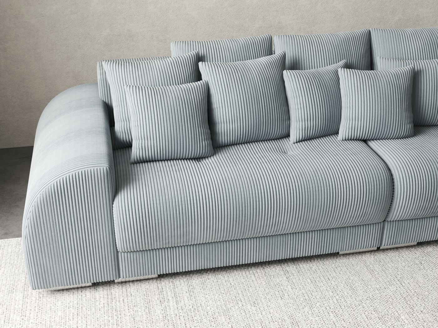 Canapea extensibilă dumonde cu 2 lăzi de depozitare si sezut confortabil din spuma HR, Verona Zoom Grey 310x100 cm Fabrica