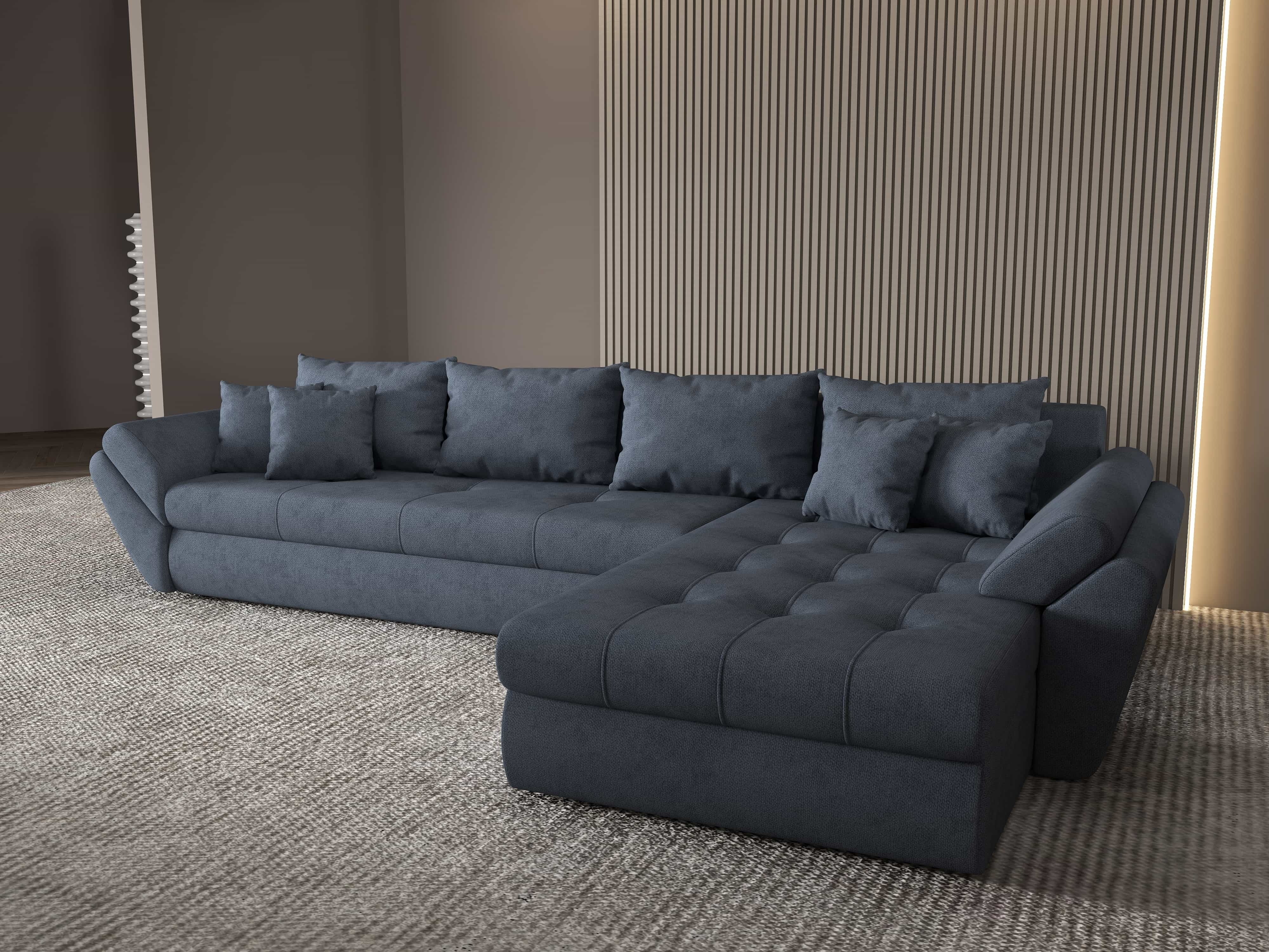 Colțar extensibil dumonde cu ladă de depozitare si sezut confortabil din spuma HR, Loana XL Enjoy Antracit II 335x185 cm Fabrica