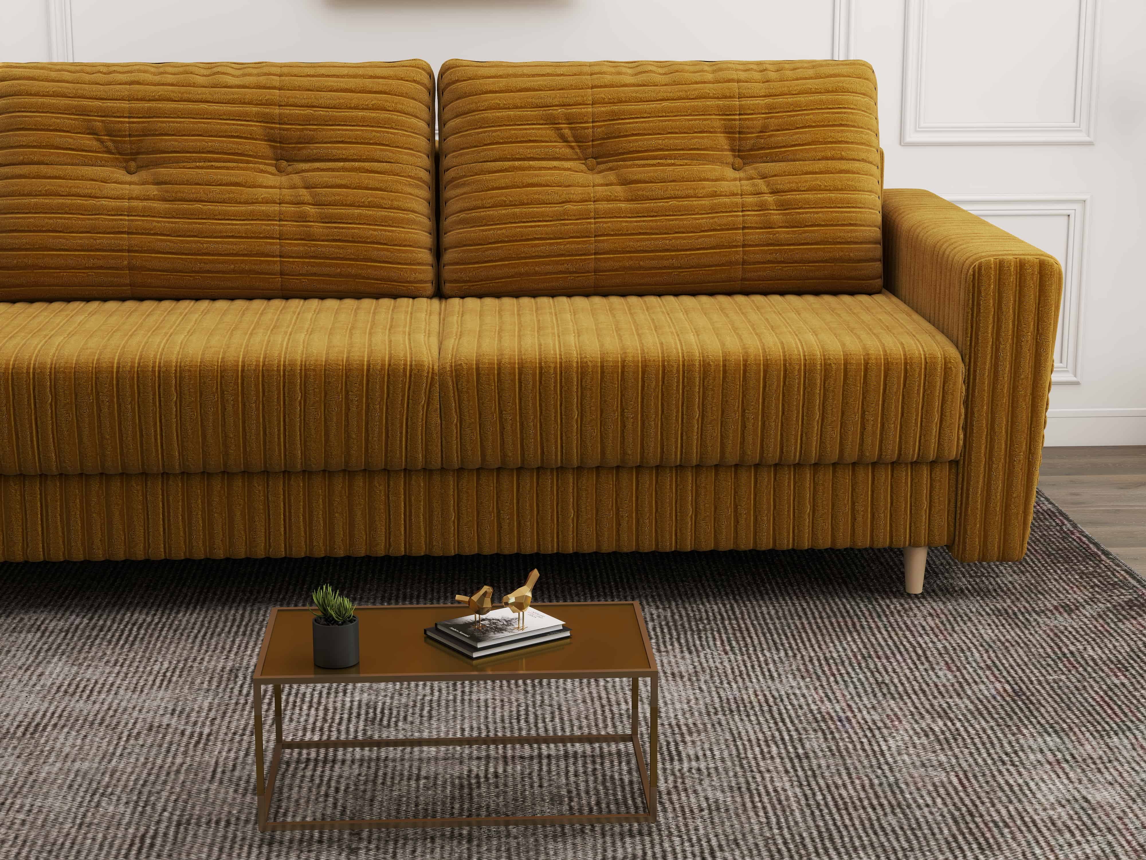 Canapea extensibilă dumonde cu ladă de depozitare si sezut confortabil din spuma HR, Summer Ambience Mustar 225x100 cm fabrica