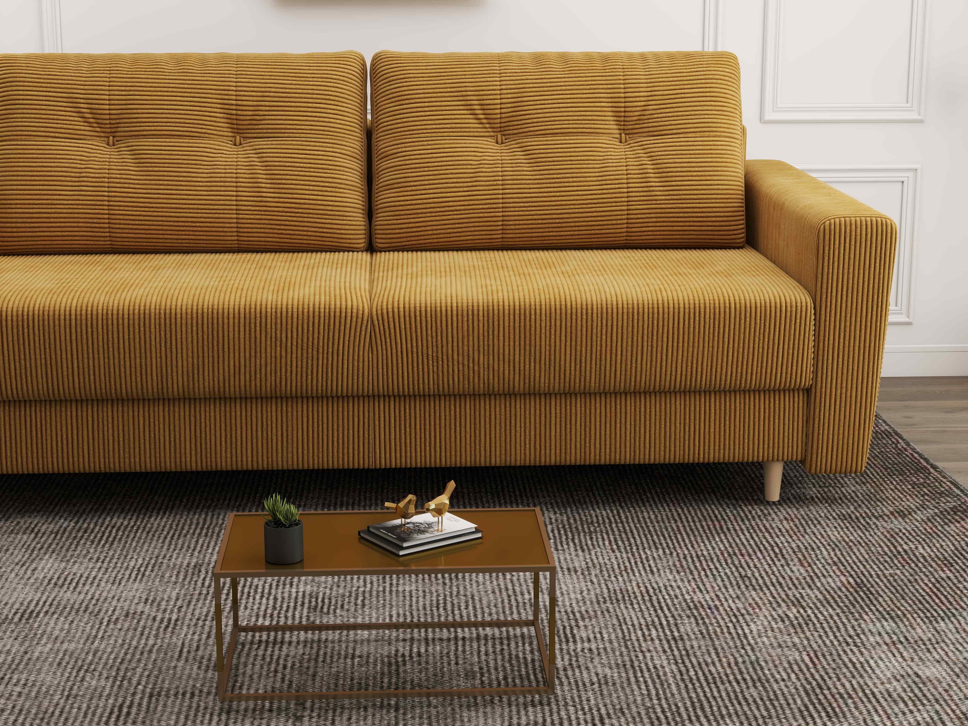 Canapea extensibilă dumonde cu ladă de depozitare si sezut confortabil din spuma HR, Summer Zoom Mustar 225x100 cm fabrica