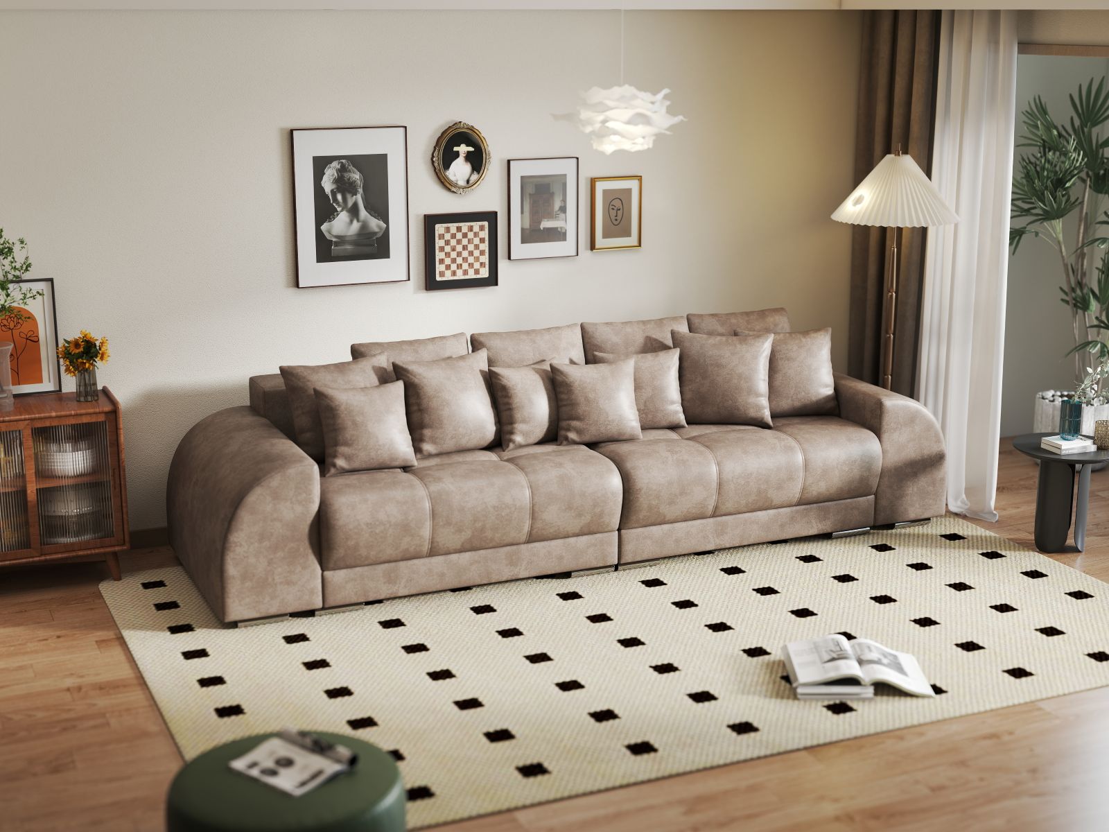 Canapea extensibilă dumonde cu 2 lăzi de depozitare si sezut confortabil din spuma HR, Verona Tobago Silver 310x100 cm Fabrica