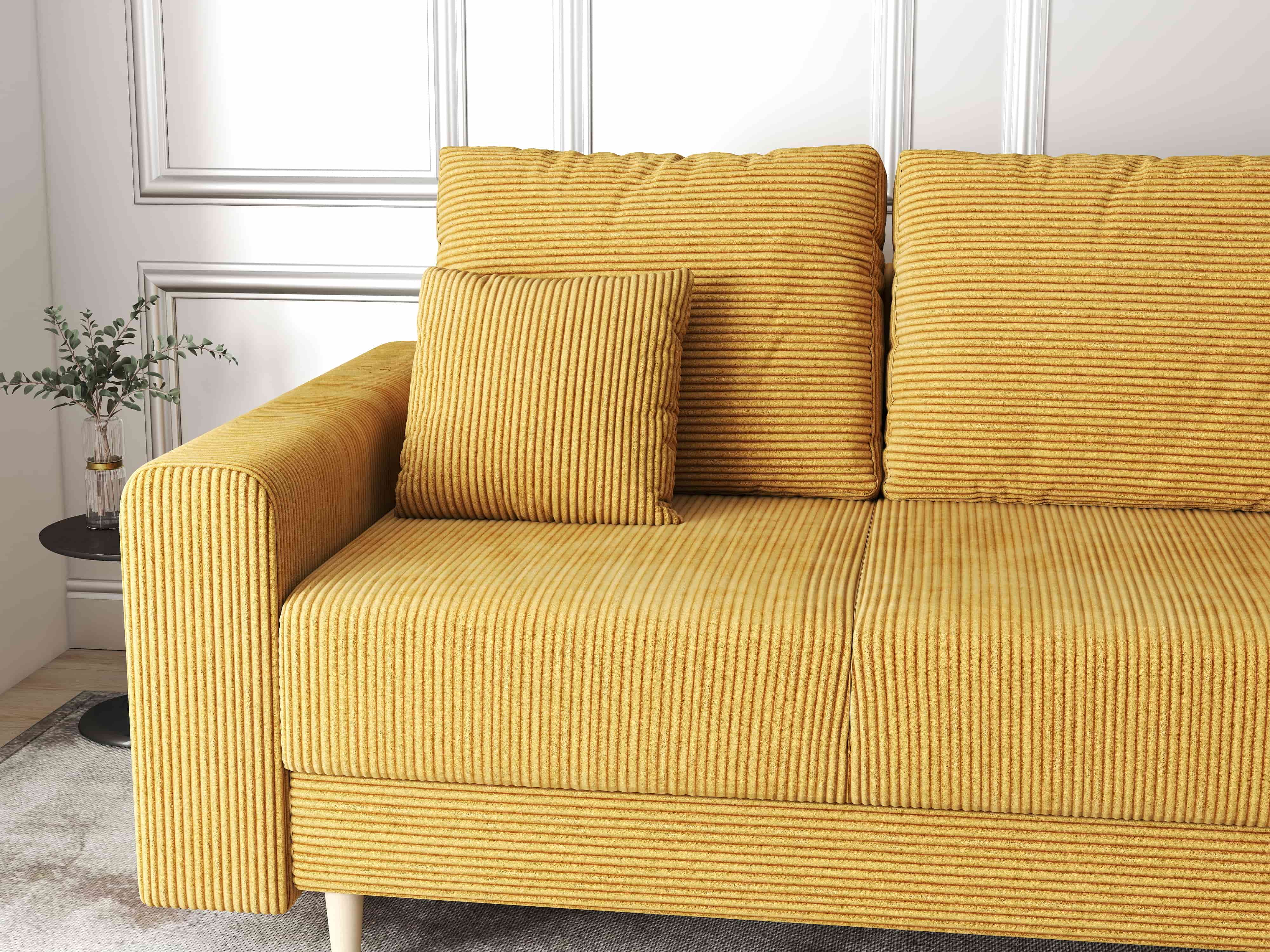 Canapea extensibilă dumonde cu ladă de depozitare si sezut confortabil din spuma HR, Kronos Zoom Mustar 210x100 cm fabrica