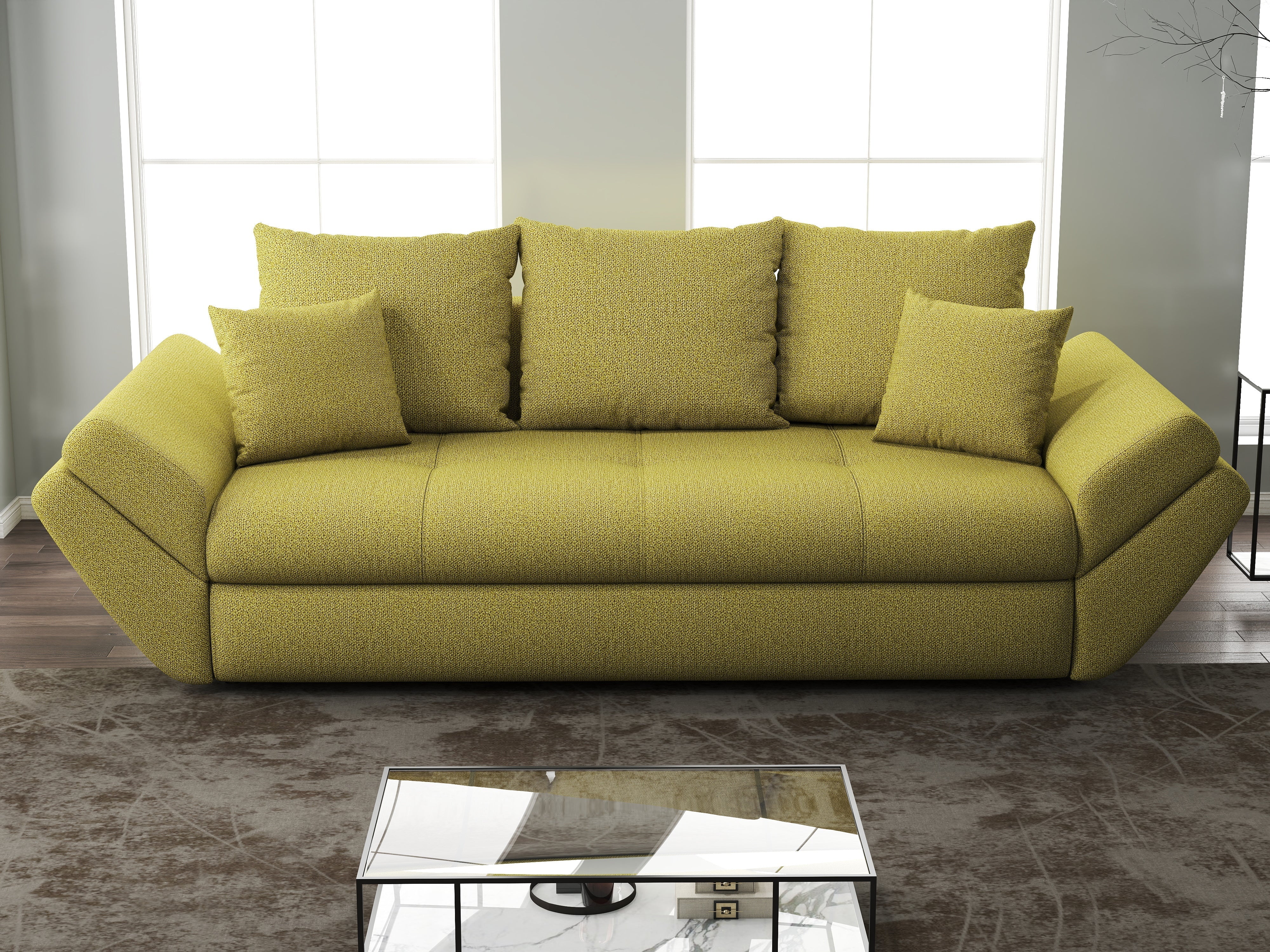 Canapea extensibilă dumonde cu ladă de depozitare si sezut confortabil din spuma HR, Loana Enjoy Green 250x100 cm Fabrica