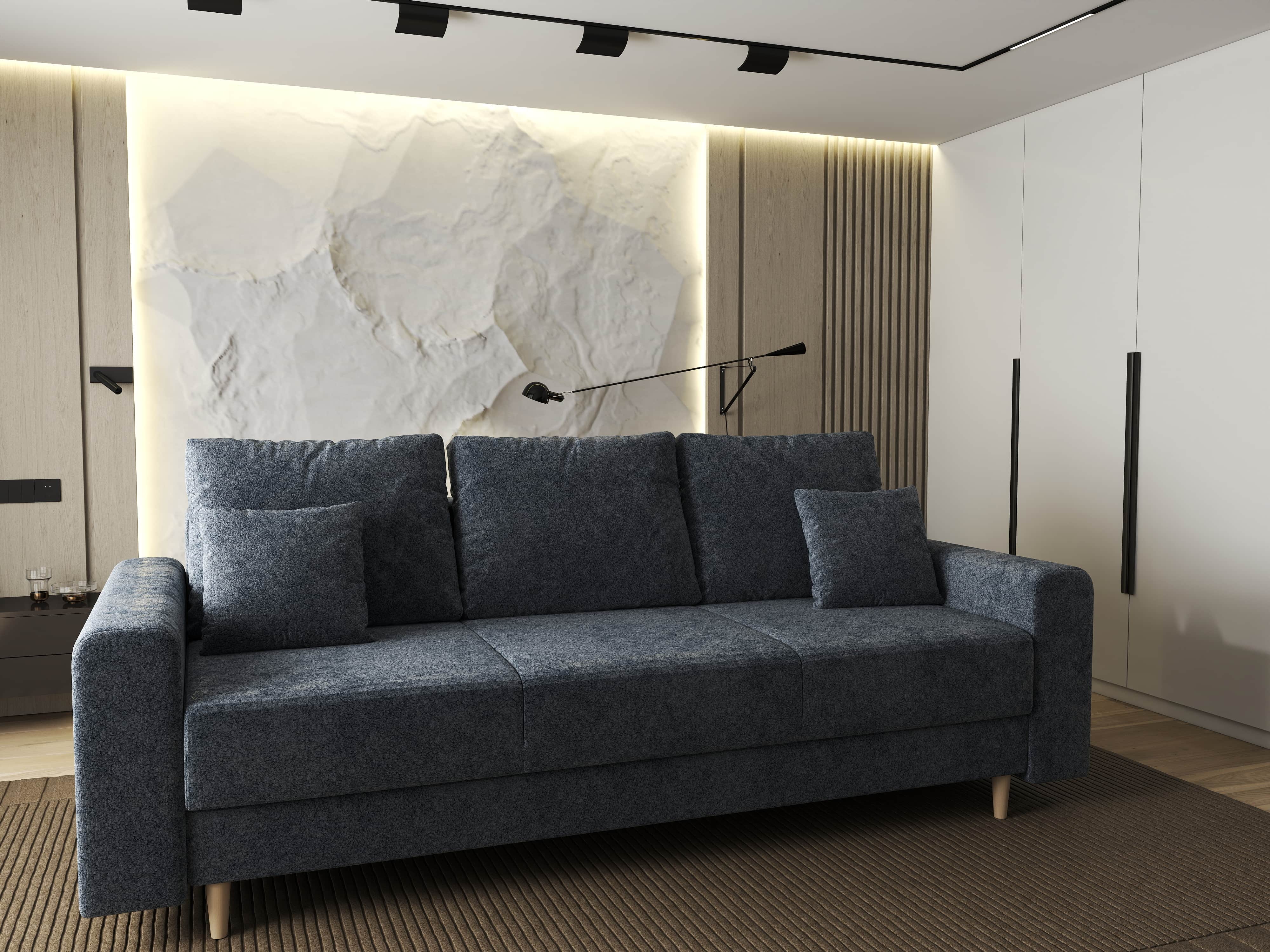 Canapea extensibilă dumonde cu ladă de depozitare si sezut confortabil din spuma HR, Kronos Euphoria Grafit 210x100 cm fabrica
