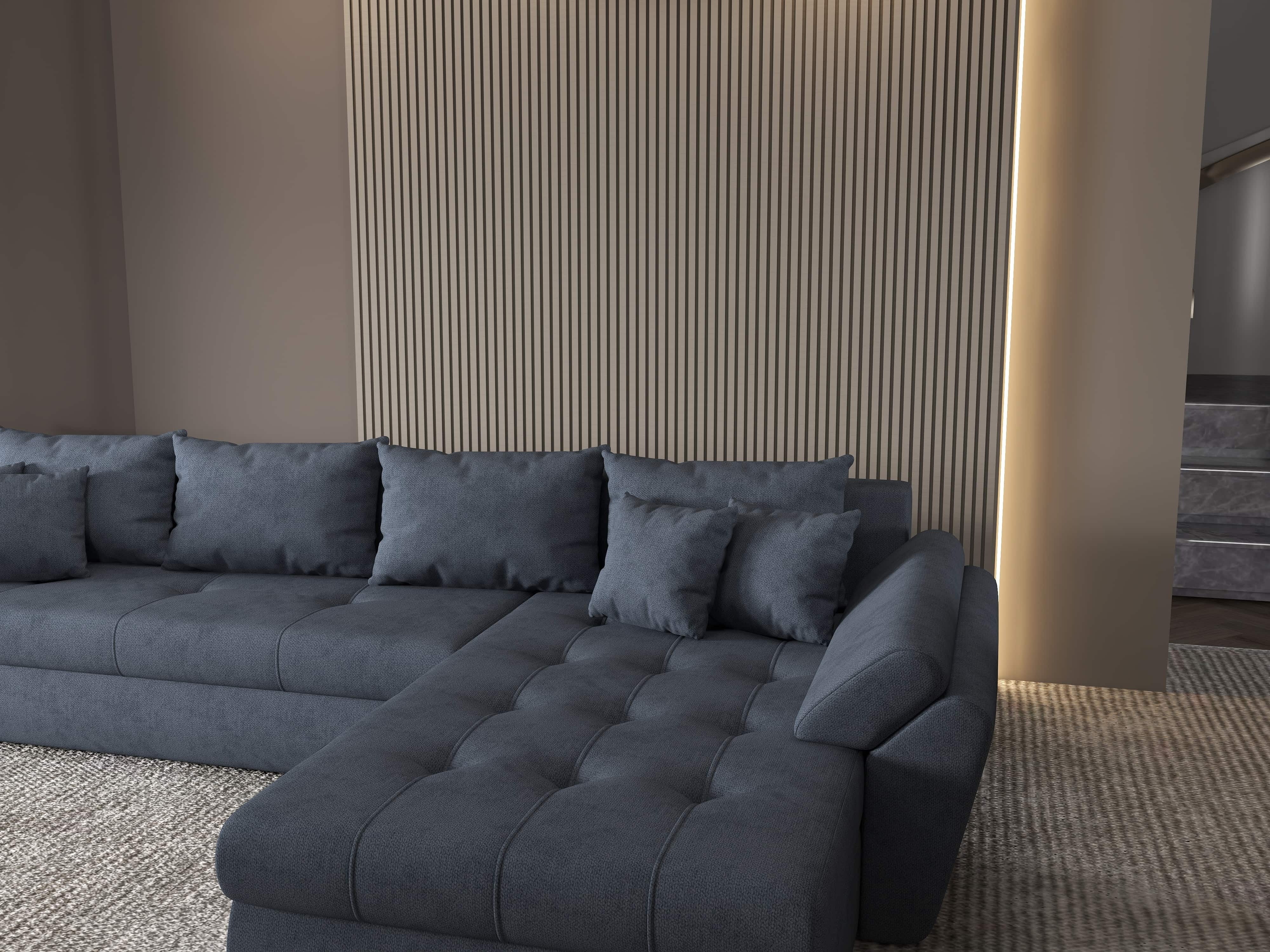 Colțar extensibil dumonde cu ladă de depozitare si sezut confortabil din spuma HR, Loana XL Enjoy Antracit II 335x185 cm Fabrica
