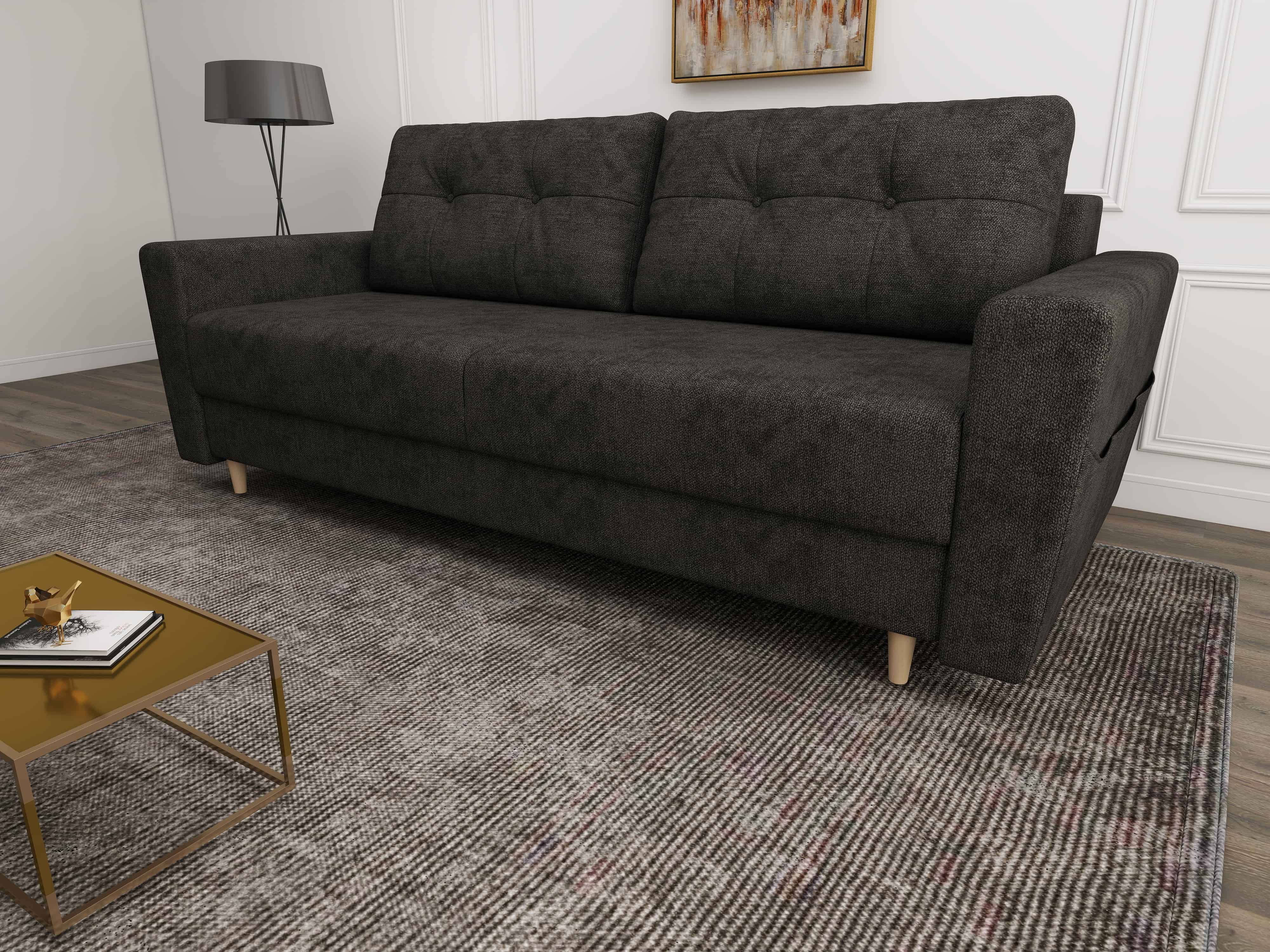 Canapea extensibilă dumonde cu ladă de depozitare si sezut confortabil din spuma HR, Summer Enjoy Negru 225x100 cm fabrica