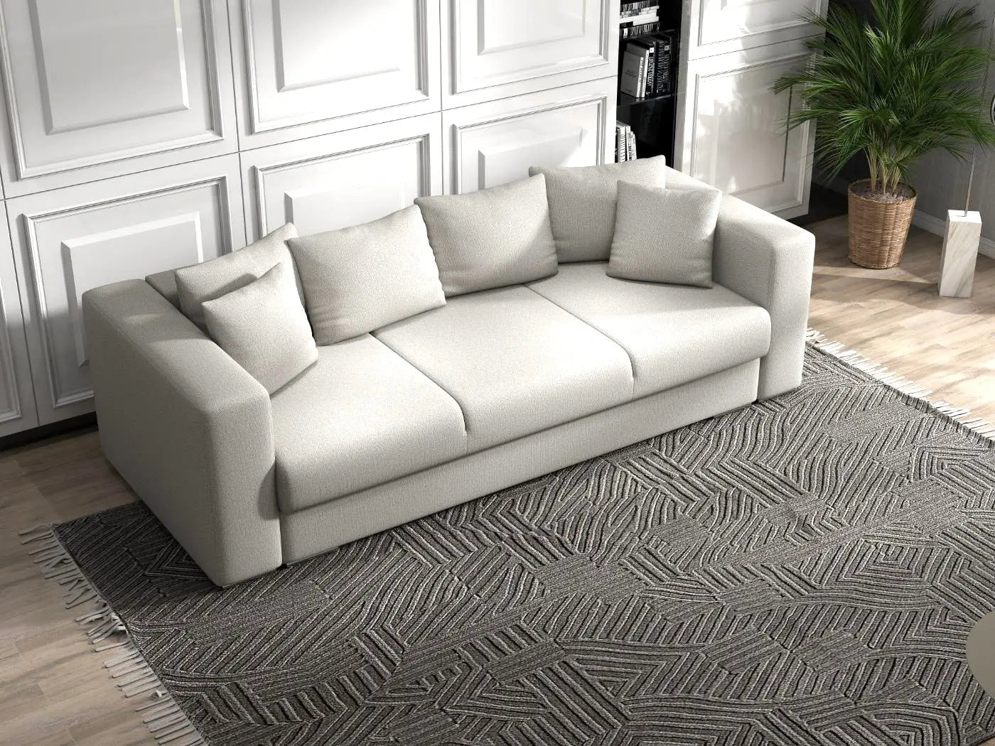 Canapea extensibilă dumonde cu ladă de depozitare si sezut confortabil din spuma HR, Gloria Bej 240x100 cm Fabrica