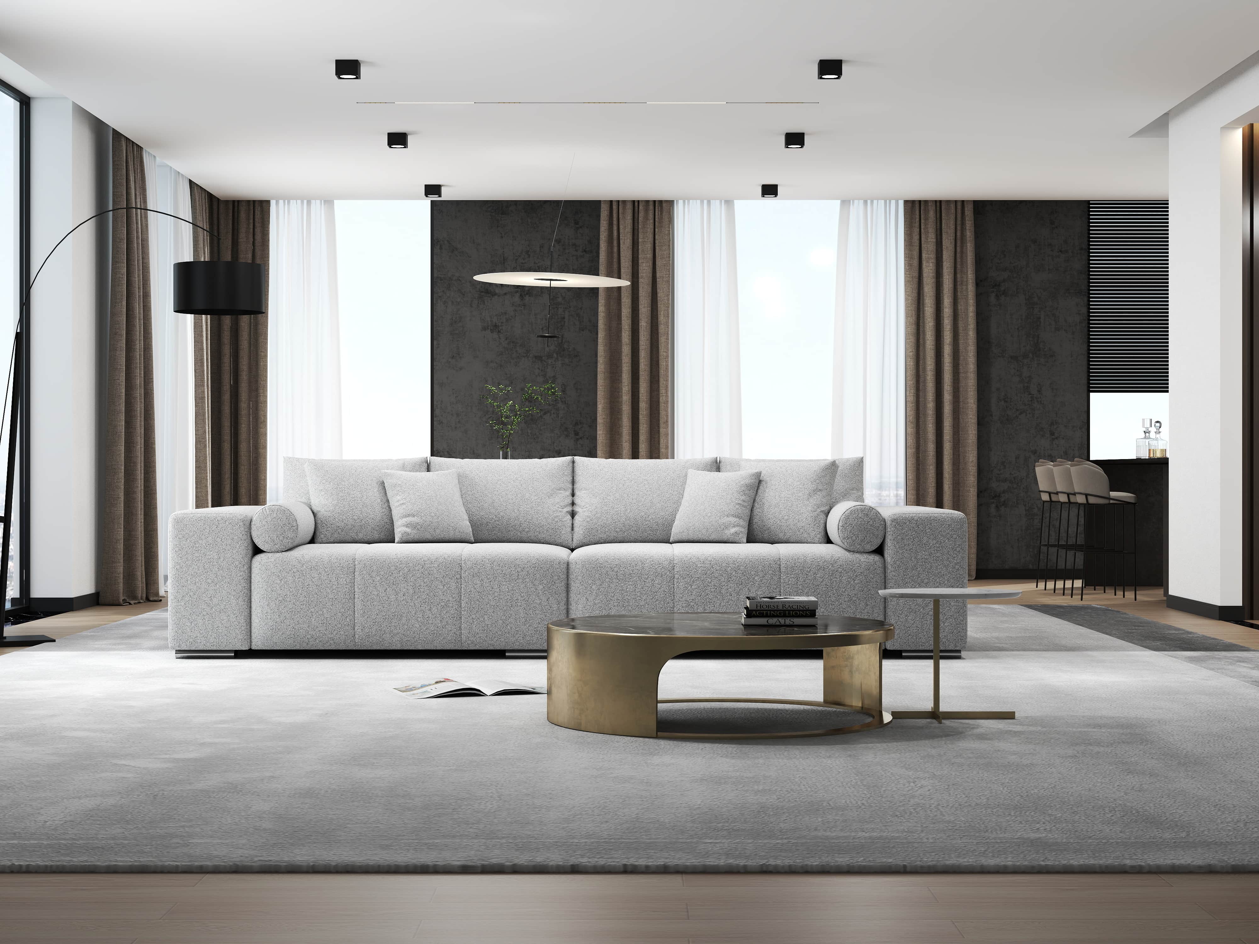 Canapea extensibilă dumonde cu ladă de depozitare si sezut confortabil din spuma HR, Marbela Enjoy Grey XXL 295x100 cm fabrica