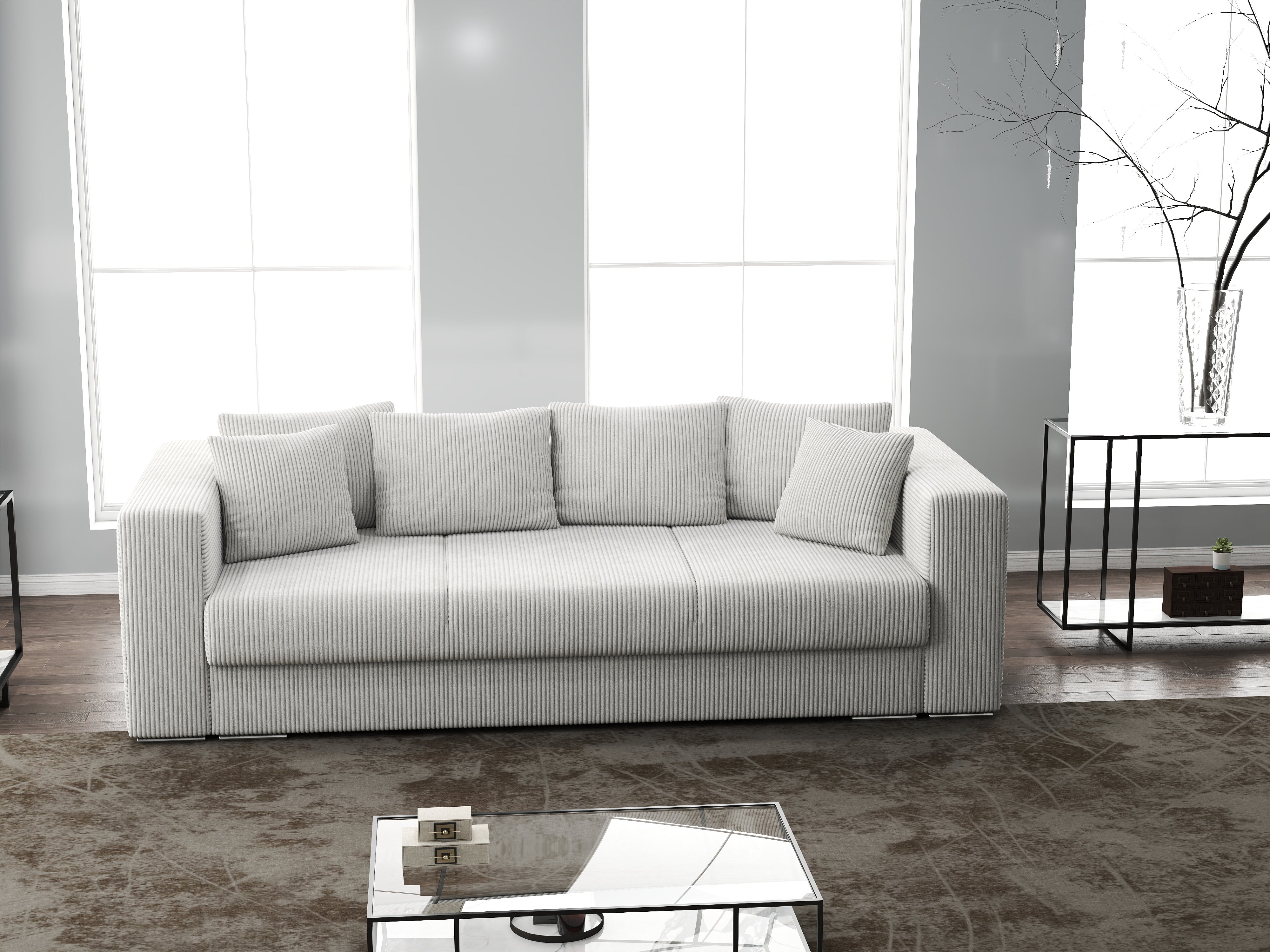 Canapea extensibilă dumonde cu ladă de depozitare si sezut confortabil din spuma HR, Gloria Zoom Cream 240x100 cm Fabrica