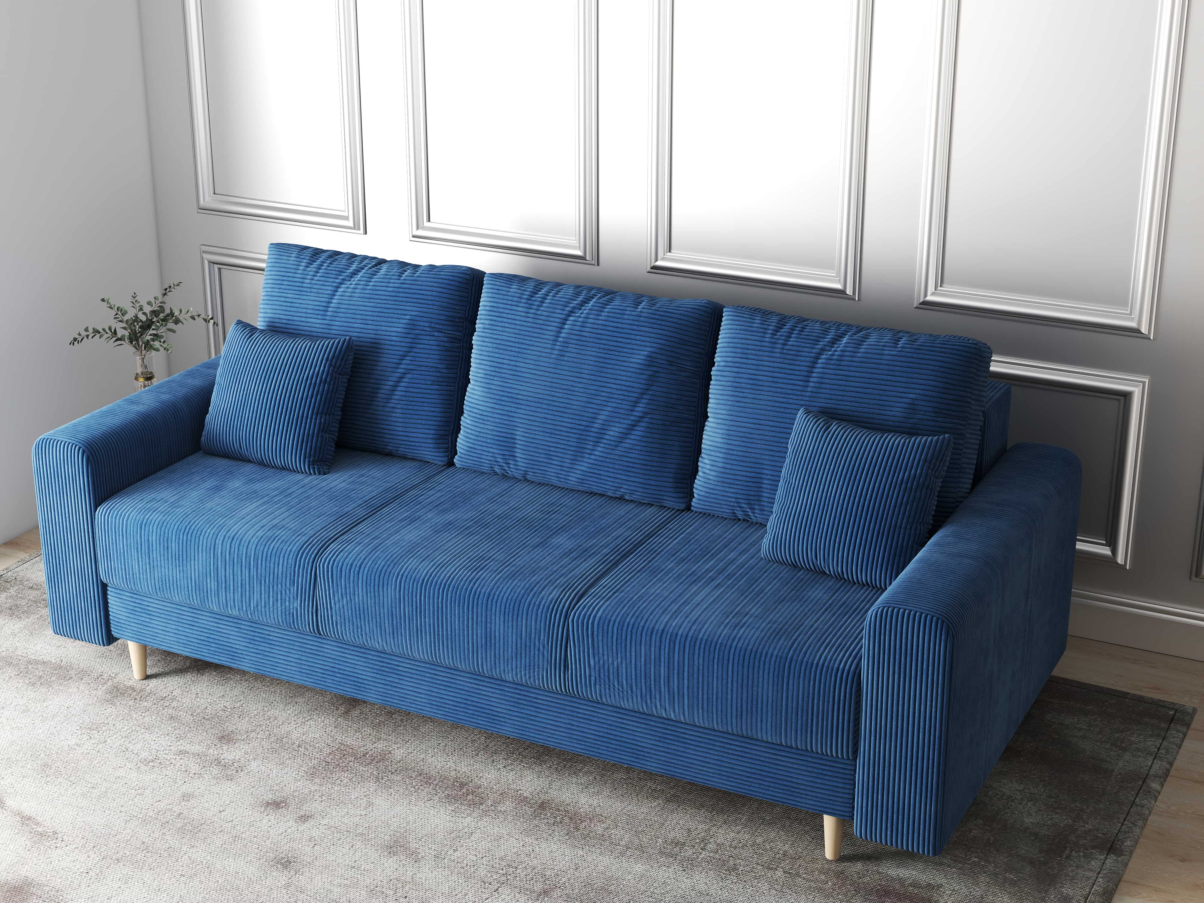 Canapea extensibilă dumonde cu ladă de depozitare si sezut confortabil din spuma HR, Kronos Zoom Albastru 210x100 cm fabrica