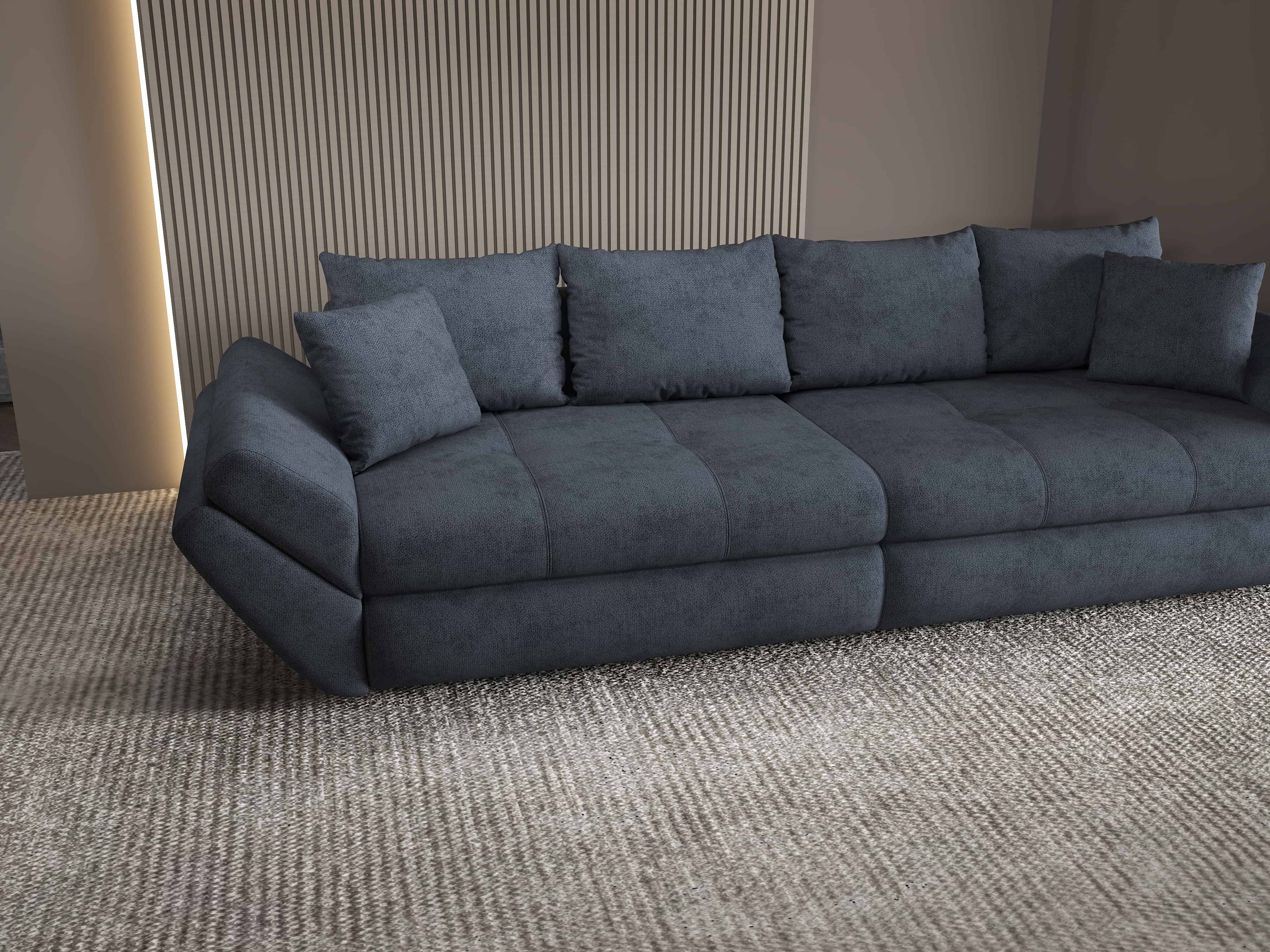 Canapea extensibilă dumonde cu ladă de depozitare si sezut confortabil din spuma HR, Loana Enjoy Antracit 300x100 cm Fabrica